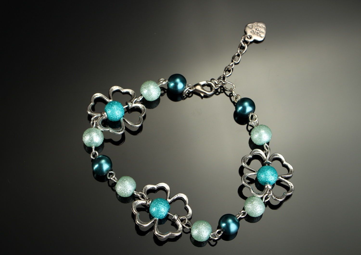 Bracelet en perles céramiques fait main photo 3