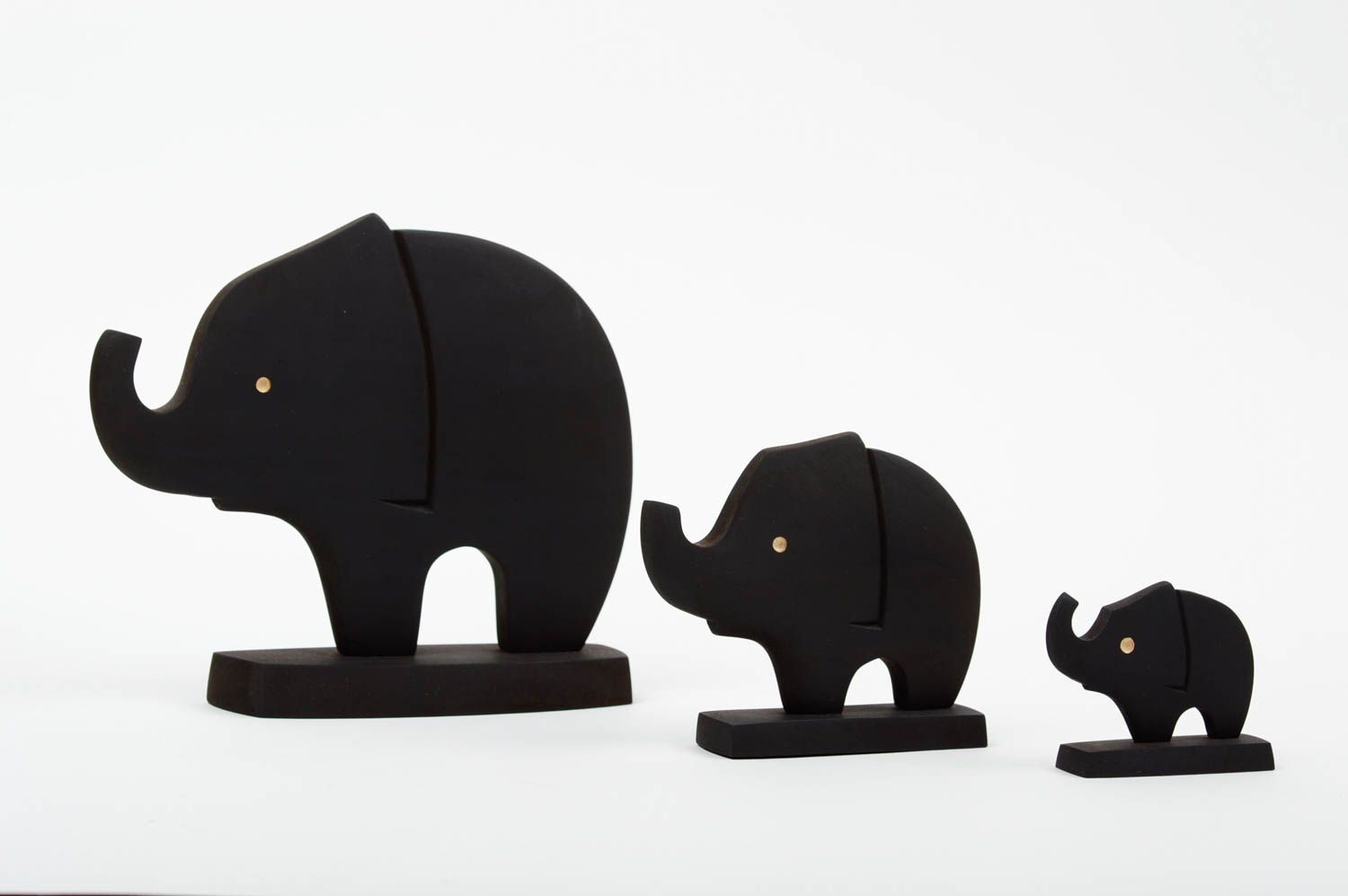 Figurines décoratives Statuettes en bois fait main 3 éléphants Déco intérieure photo 1