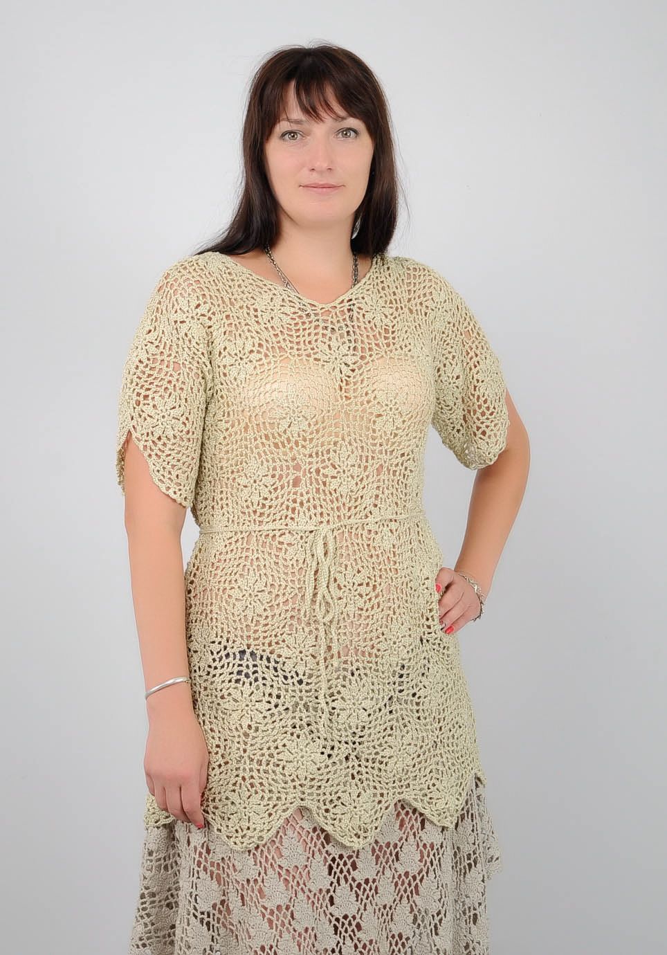 Beige knitted tunic photo 1