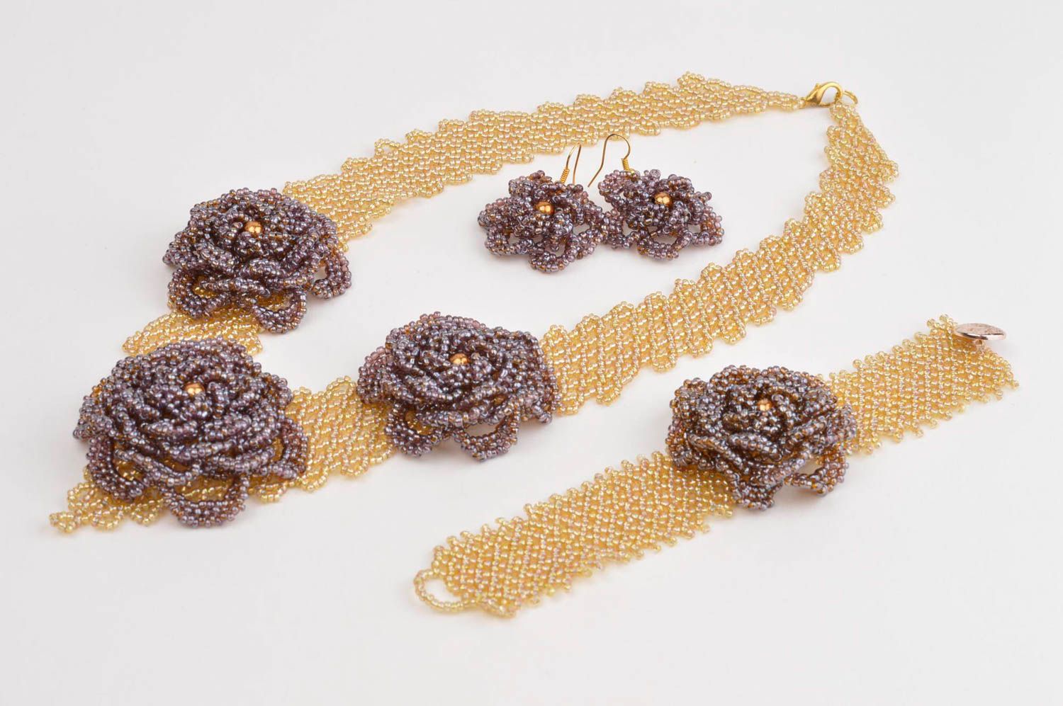 Beautiful handmade necklace designer beaded bracelet stylish earrings nice gift photo 3