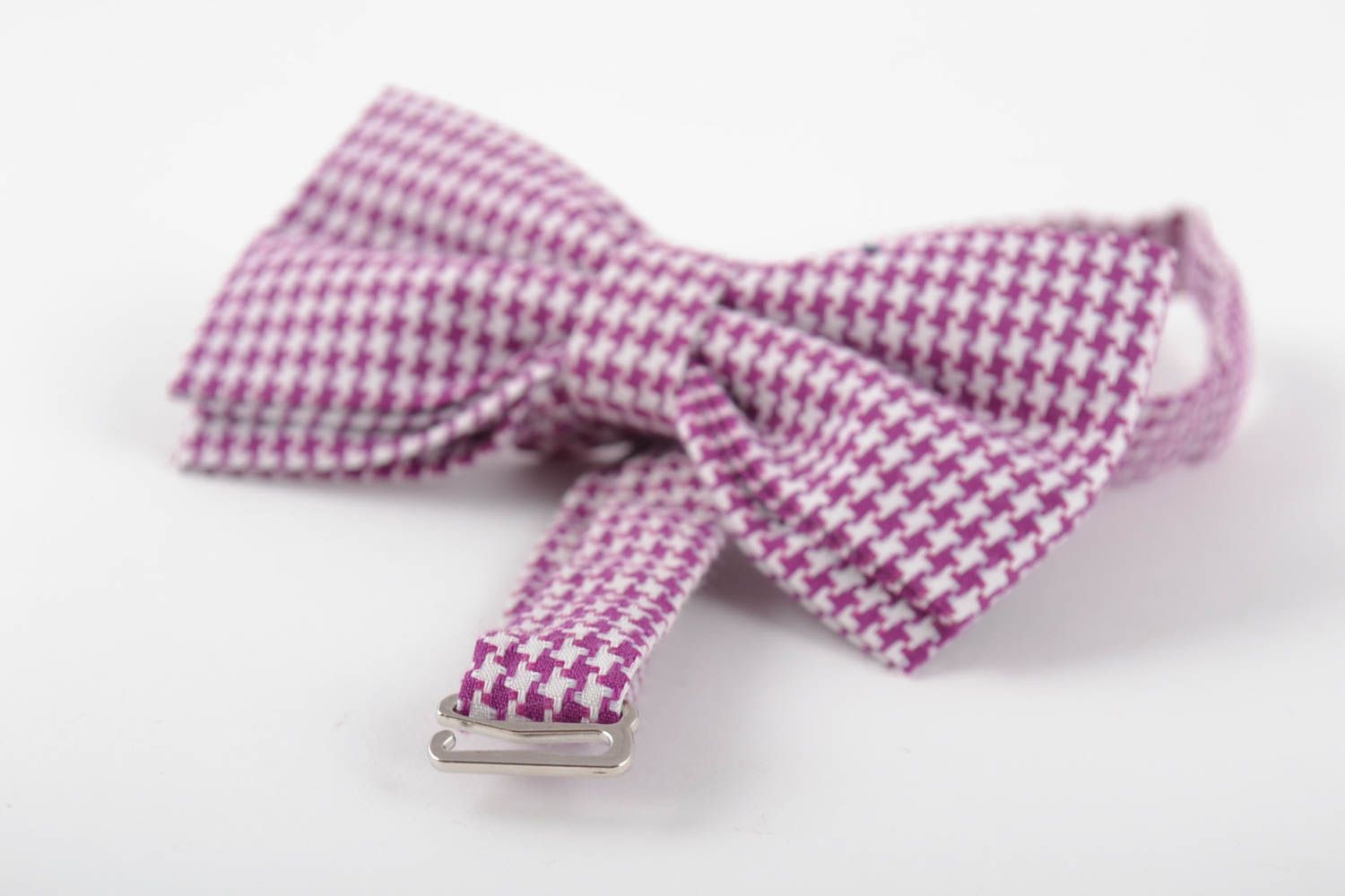 Unusual beautiful stylish handmade designer motley fabric bow tie photo 2
