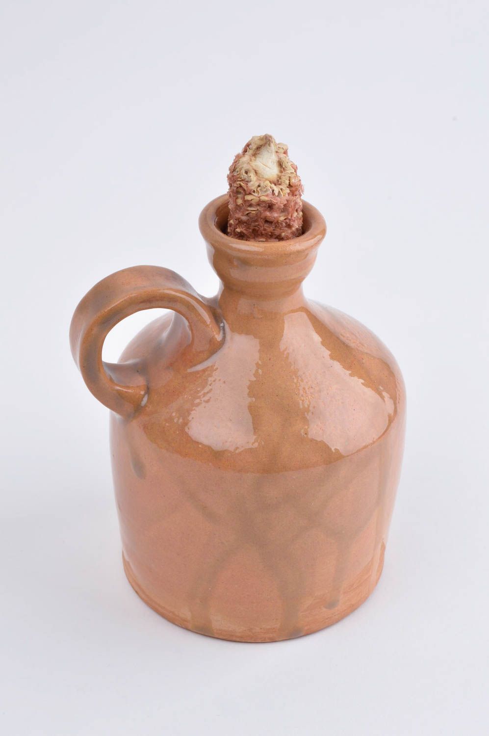 Ceramic 40 oz glazed wine carafe with handle 5,12 inches, 1,6 lb photo 4