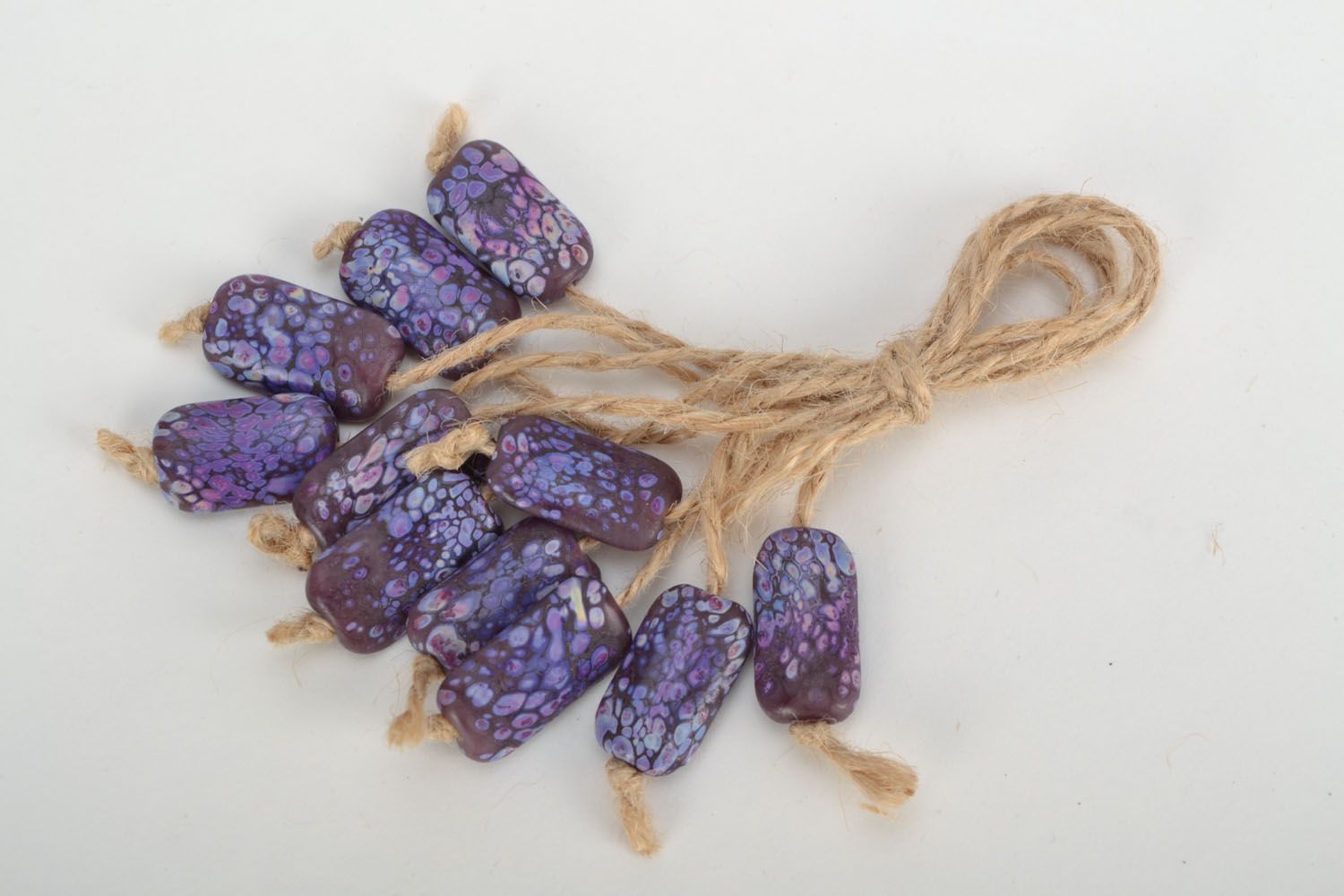 Perles violettes en verre au chalumeau faites main  photo 1