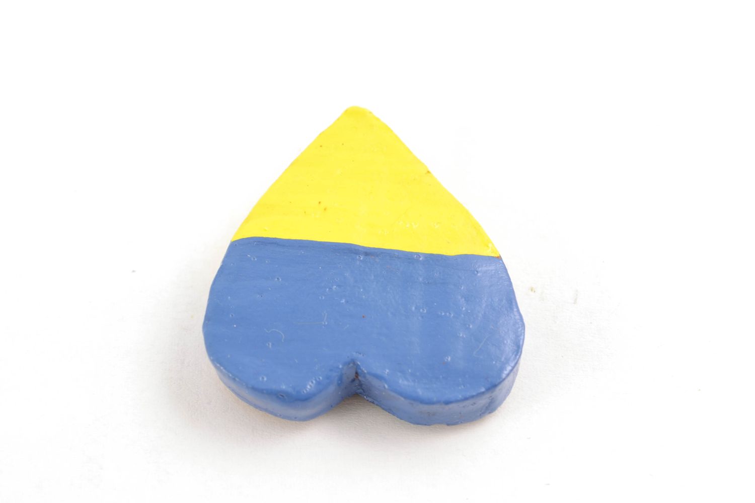 Aimant frigo cœur en céramique bleu jaune fait main  photo 4