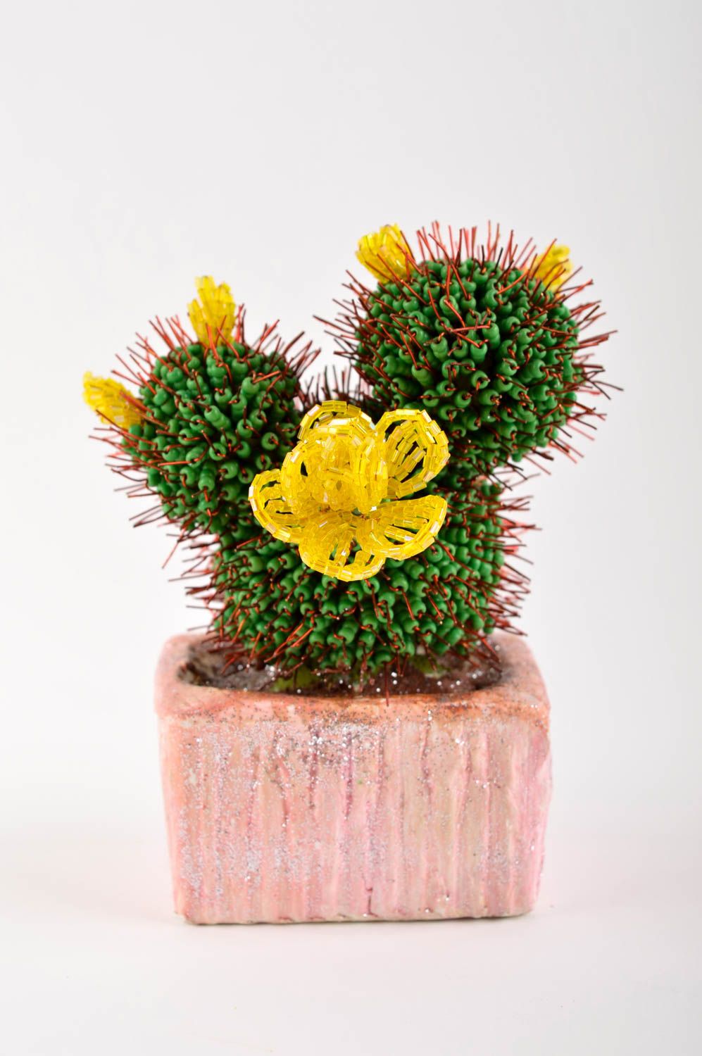 Cactus décoratif Plante artificielle perles de rocaille avec pot Décor intérieur photo 2