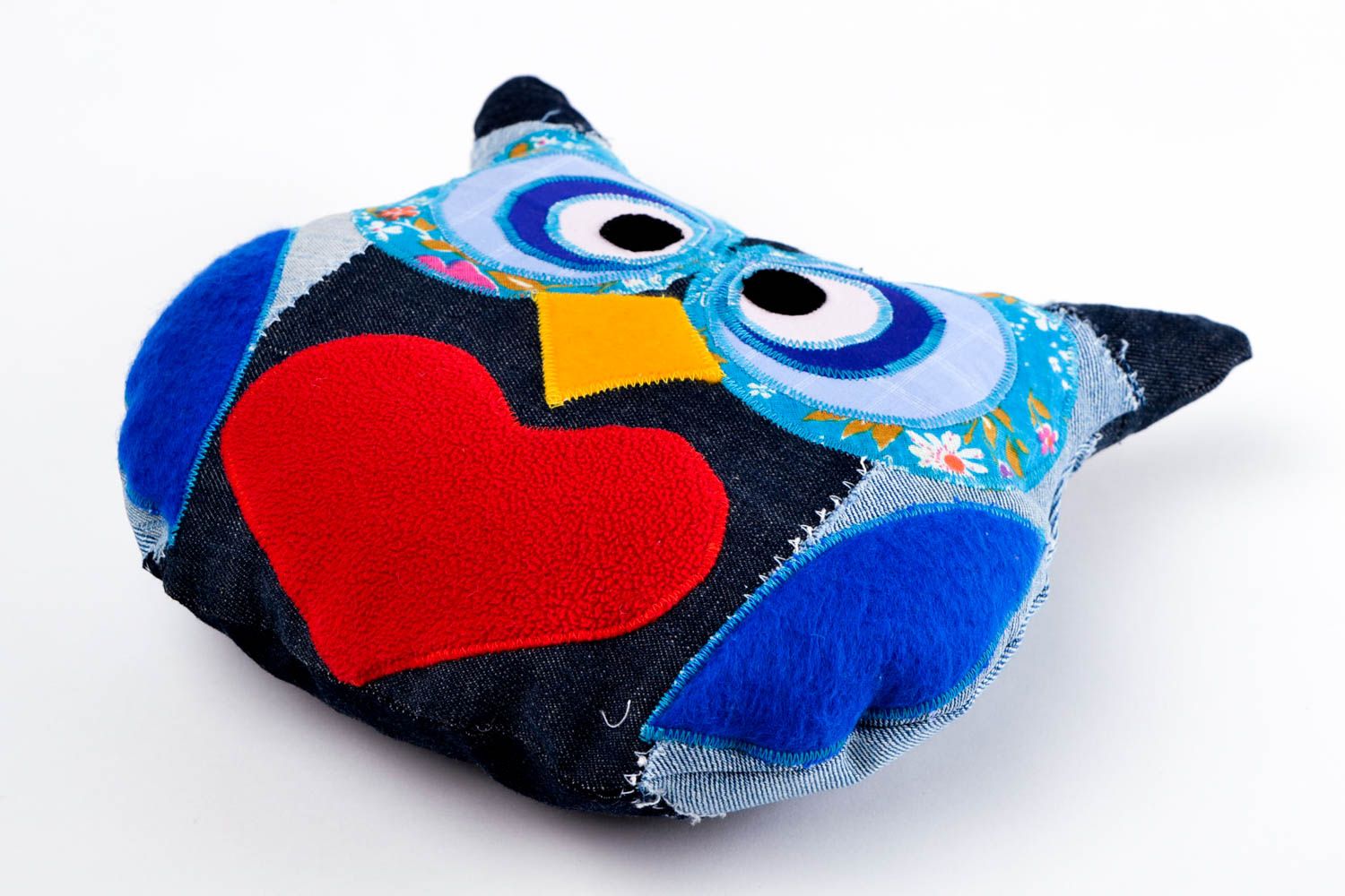 Детская игрушка ручной работы игрушка-подушка мягкая игрушка сова синяя фото 3