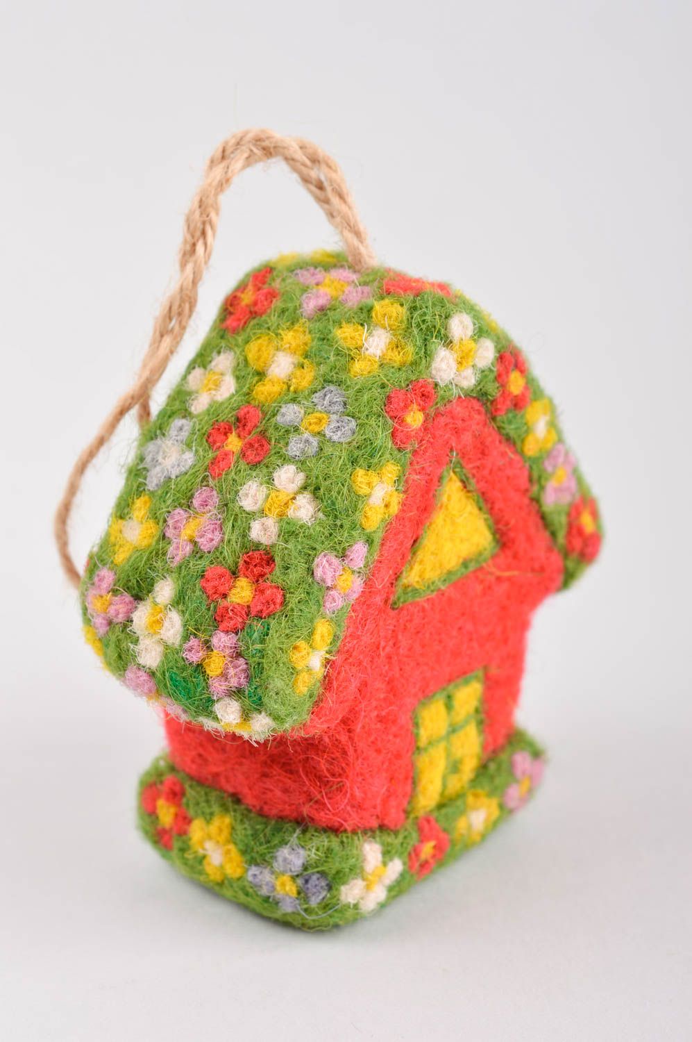 Валяная игрушка ручной работы декор на стену игрушка из шерсти Цветочный домик фото 3