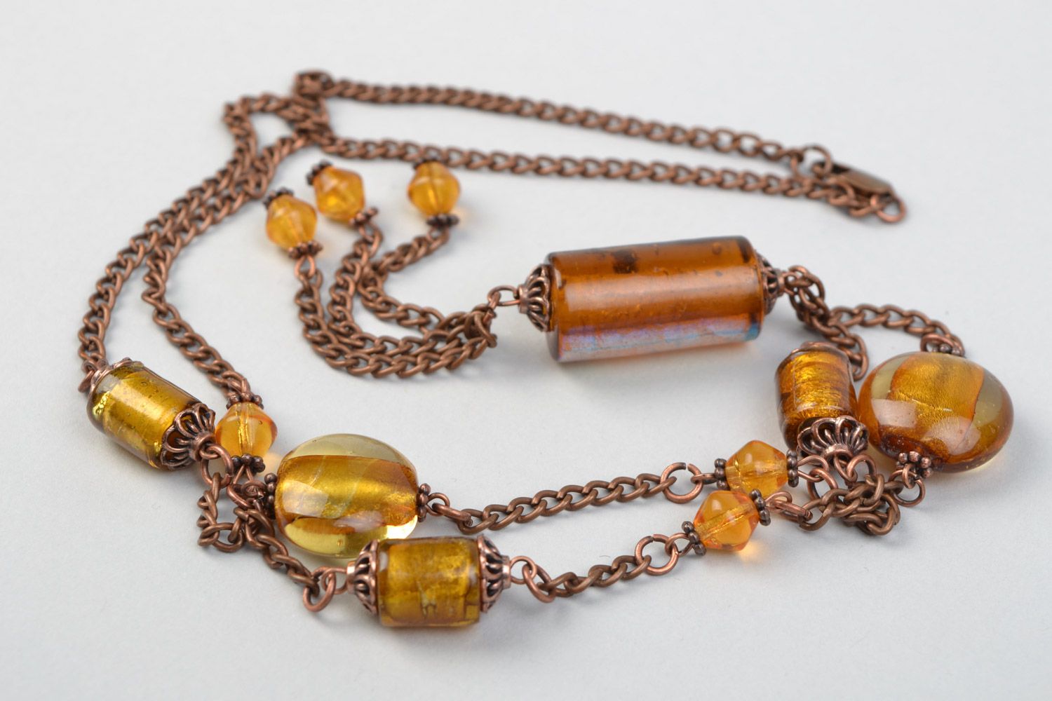 Collier pendentif en verre et métal fait main sur chaînette bijou pour femme photo 4