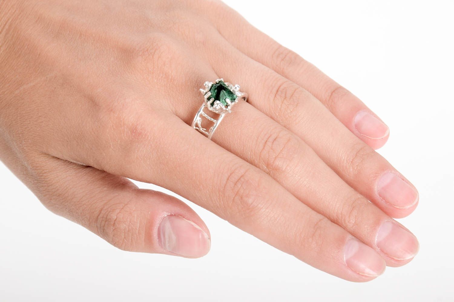 Серебряный перстень ручной работы модное женское кольцо ювелирная бижутерия фото 1