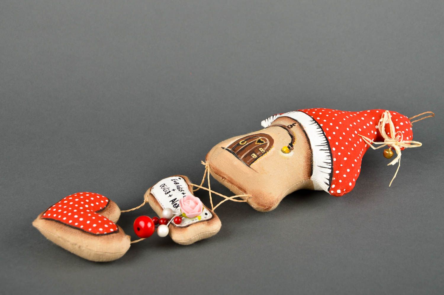 Colgante decorativo juguete hecho a mano decoración de casa Casita y corazón foto 2