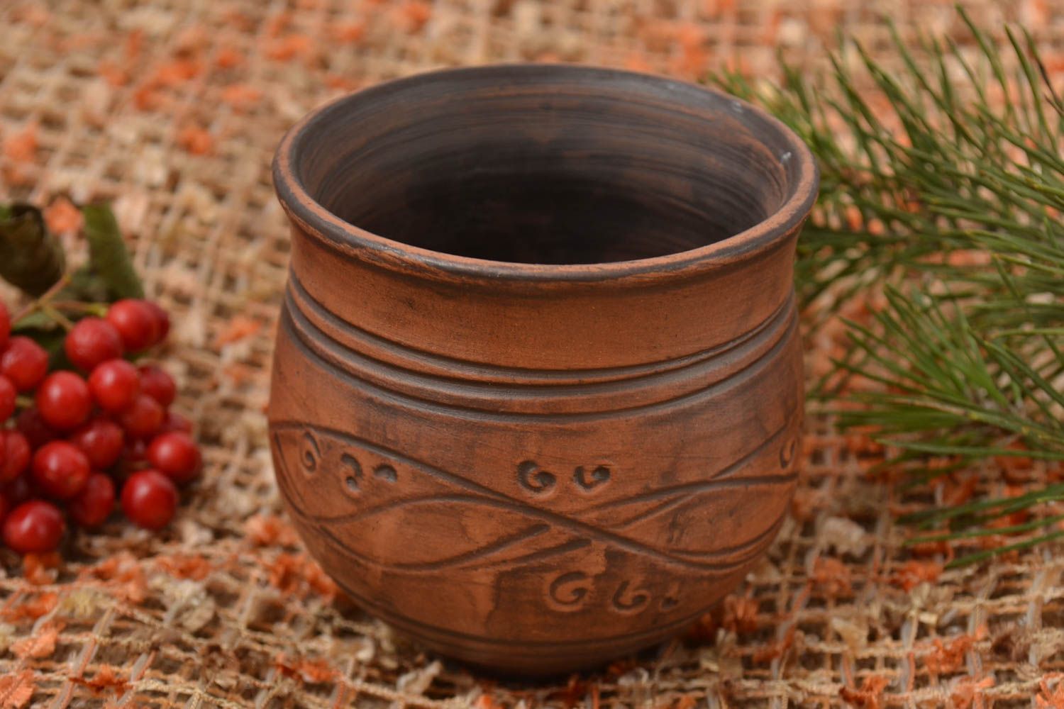 Handmade Becher aus Ton Keramik Geschirr Geschenk für Mann öko rein ethnisch foto 1