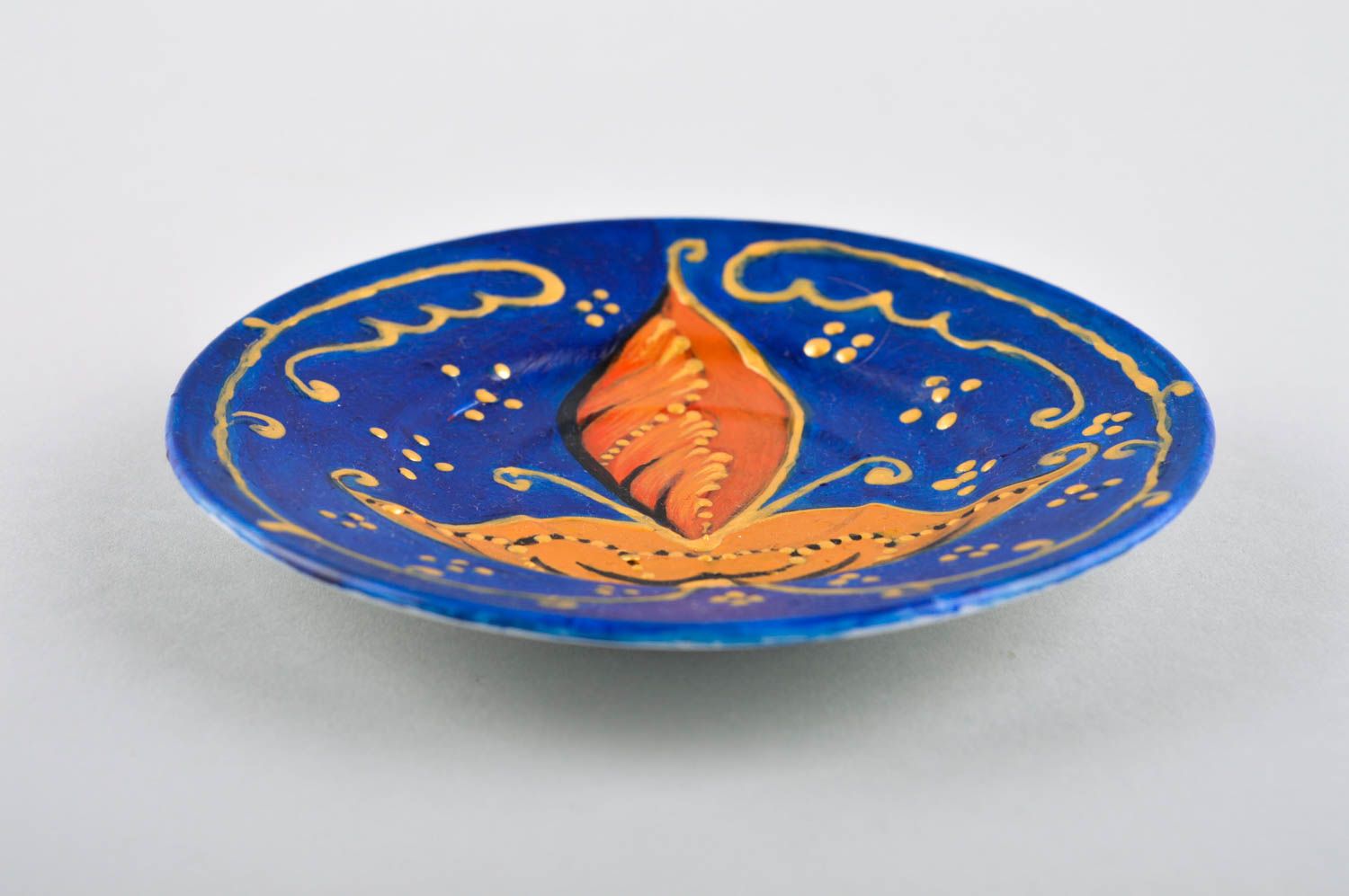 Расписная тарелка ручной работы керамическая тарелка красивая глиняная посуда фото 4