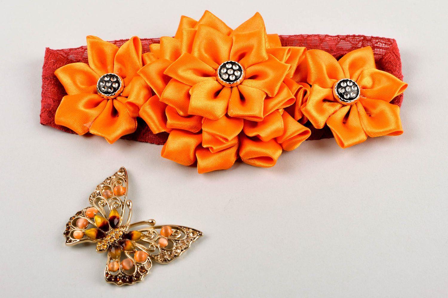 Unusual handmade flower headband designer hair accessories for kids gift ideas photo 1