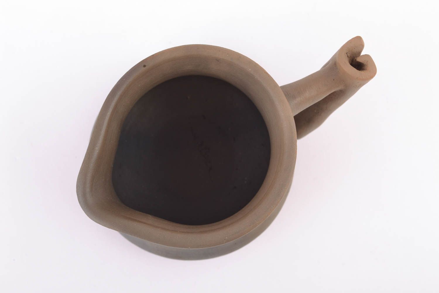 10 oz ceramic handmade creamer pitcher in brown color 0,41 lb photo 2