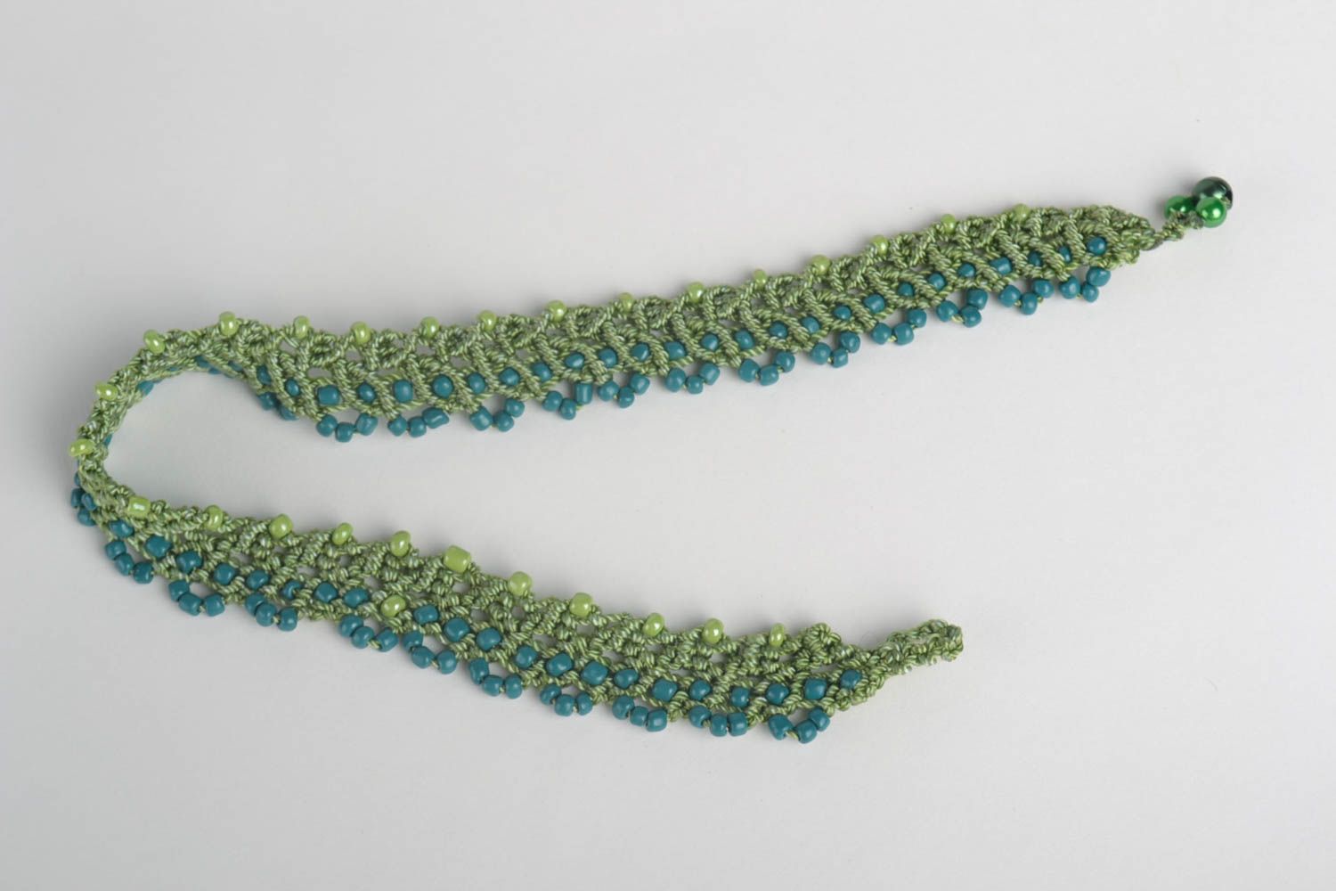 Collier textile Bijou fait main fils perles rocaille macramé Accessoire femme photo 4