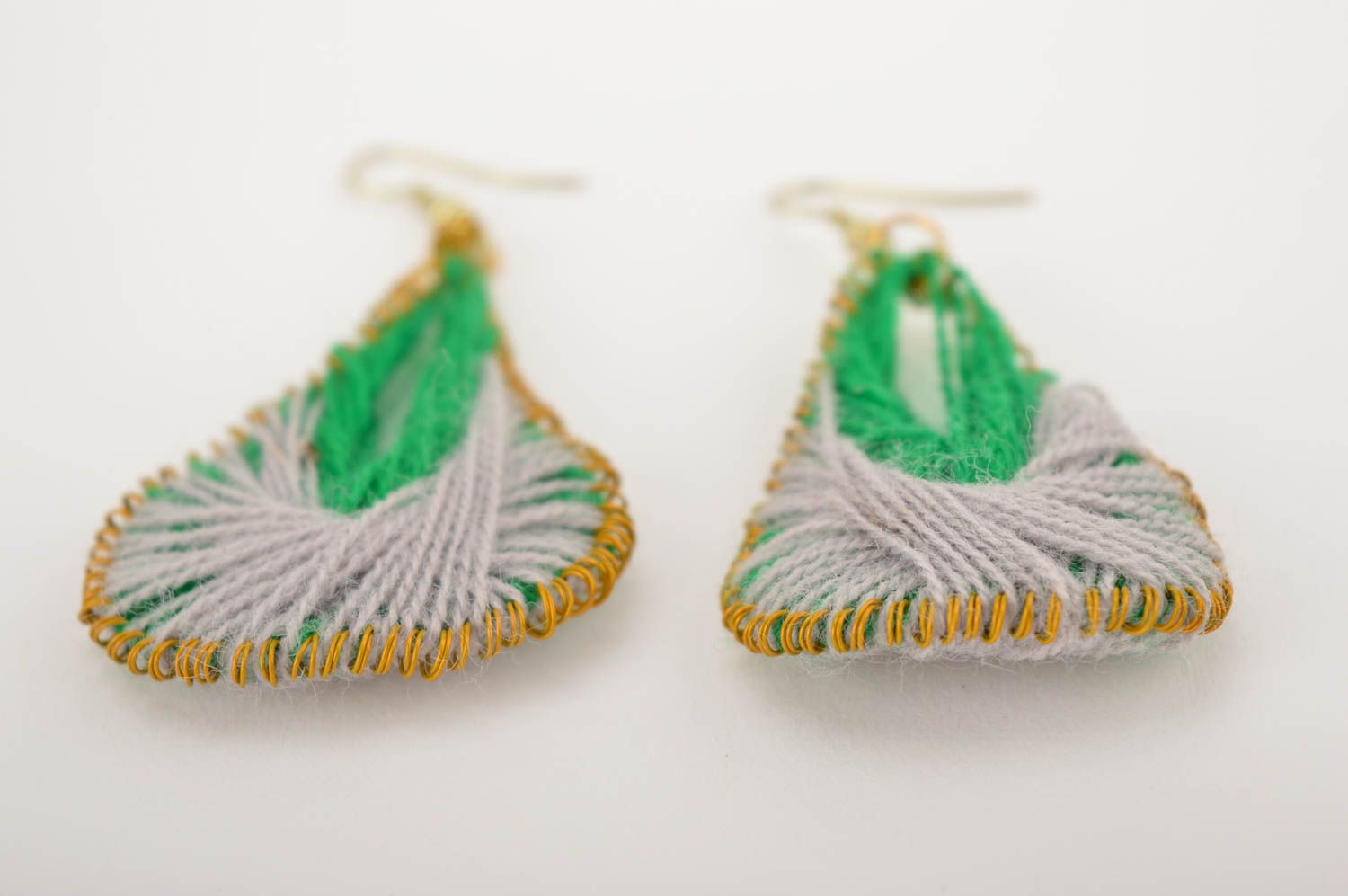 Elegant handmade wire earrings textile earrings costume jewelry gifts for her photo 3