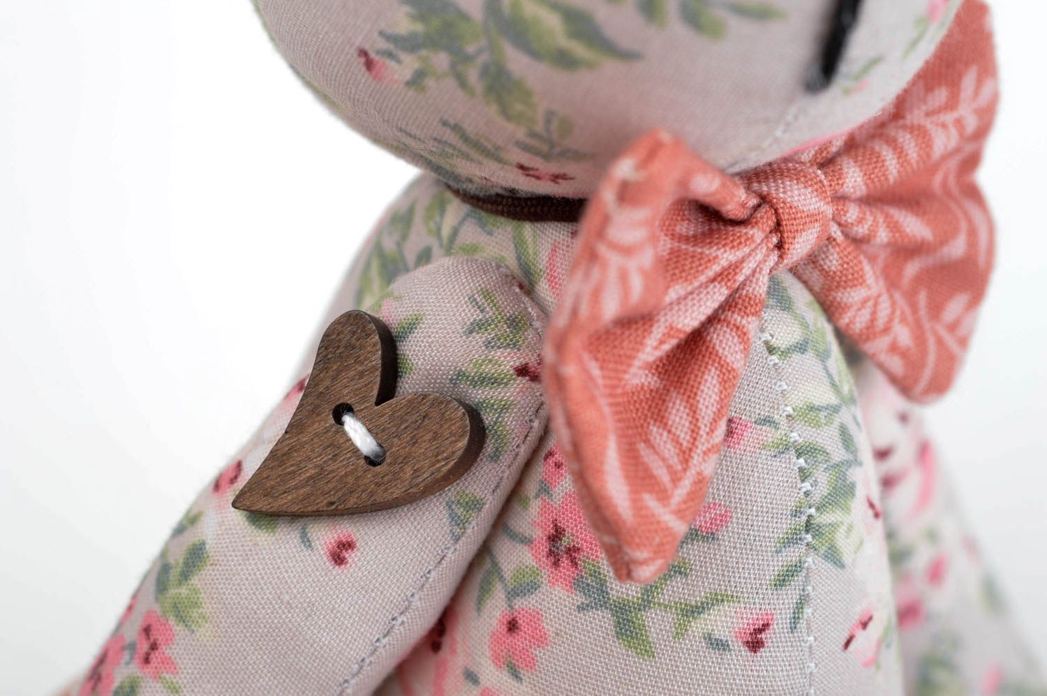 Jouet ours à motif floral Peluche faite main en coton Cadeau pour enfant photo 4