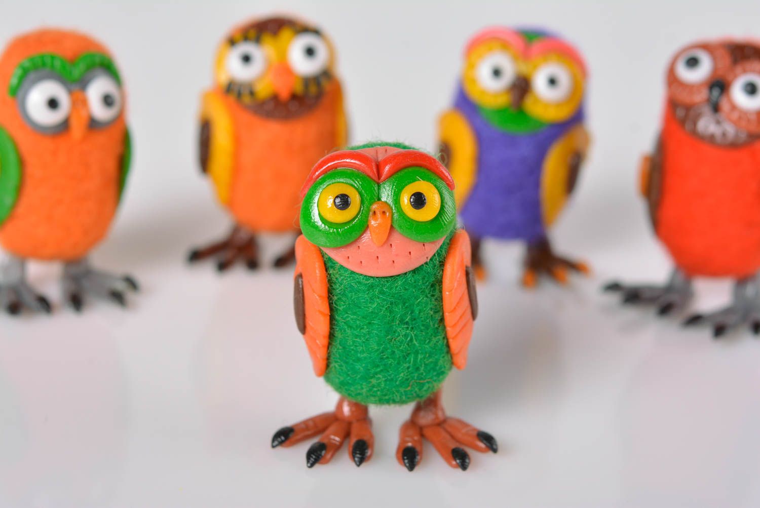 Wool felted unique toy handmade owl figurine gift interior decoration toy photo 3