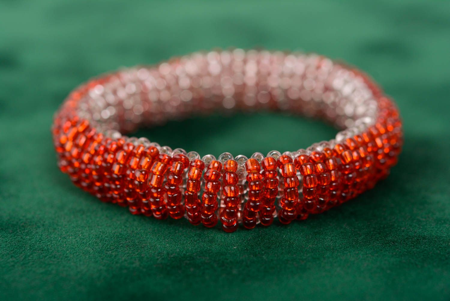 Beaded handmade bracelet in orange color beautiful everyday fashion accessory photo 3