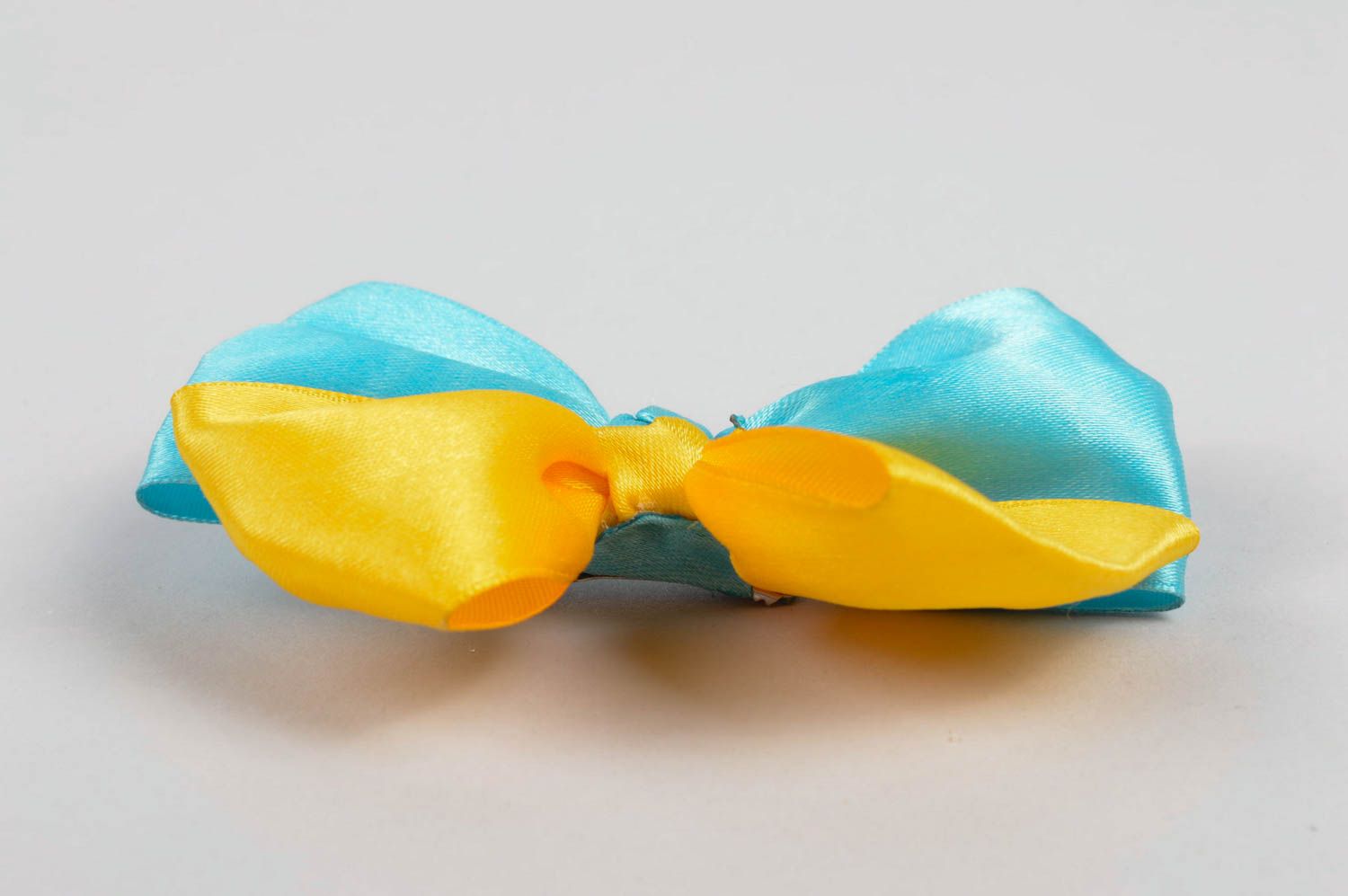 Gelb blaue Haarspange Schleife handmade Designer Schmuck Accessoire für Mädchen foto 3