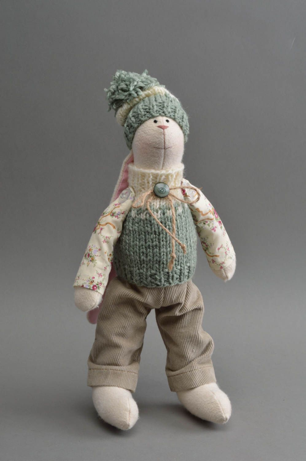 Peluche lapin fait main Jouet pour enfant Cadeau original matériaux naturels photo 2