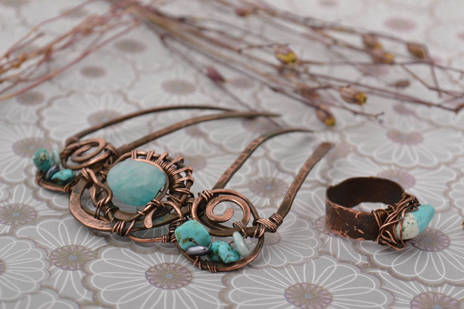 Handmade hair clip unusual hair accessory copper jewelry designer accessory photo 1