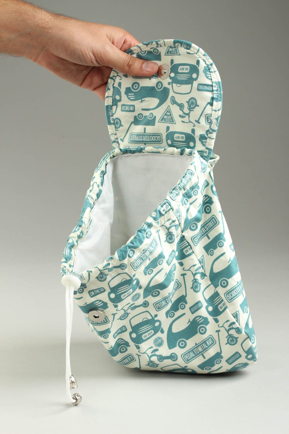 Маленький рюкзак хэнд мейд рюкзак для ребенка текстильный рюкзак с машинками фото 5