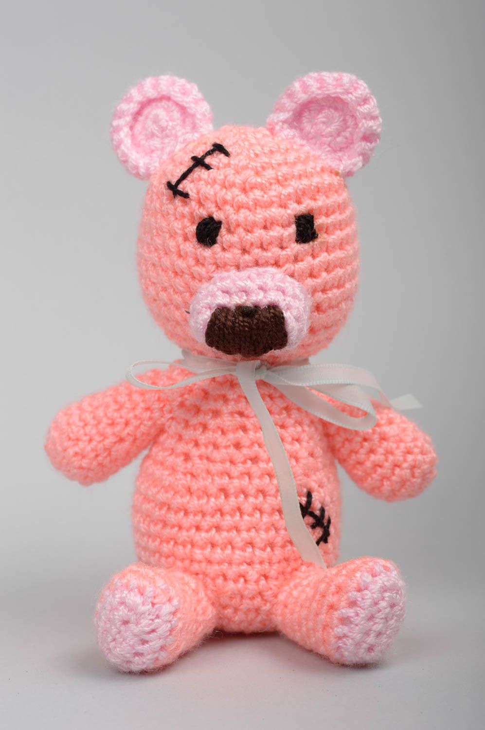 Jouet ourson Peluche faite main Déco maison tricotée au crochet coton cadeau photo 1