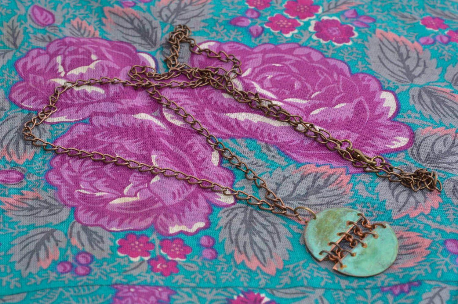 Copper pendant handmade pendant accessories for women pendant of two parts  photo 2