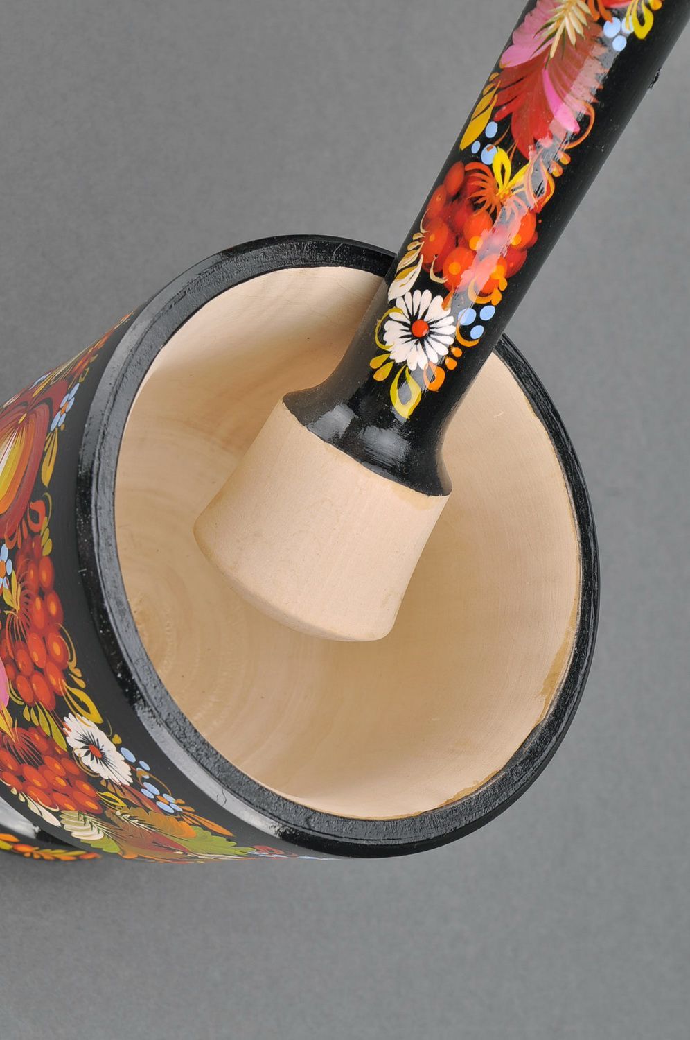 Painted mortar made from wood photo 3