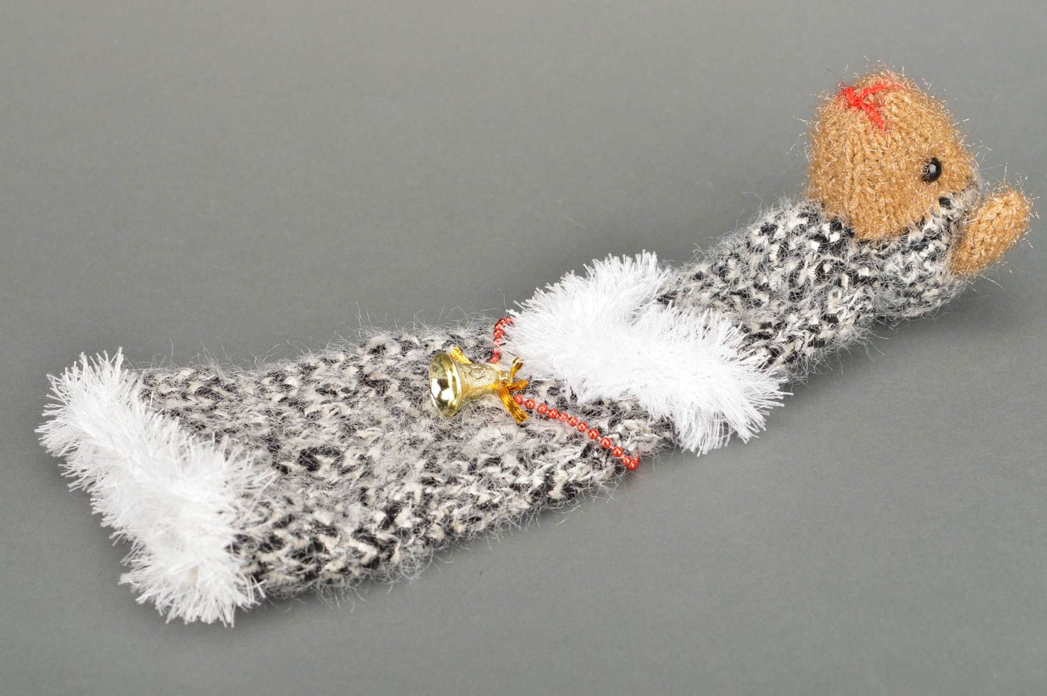Handmade interior decorative bottle cozy crocheted of acrylic threads cover Lamb photo 2
