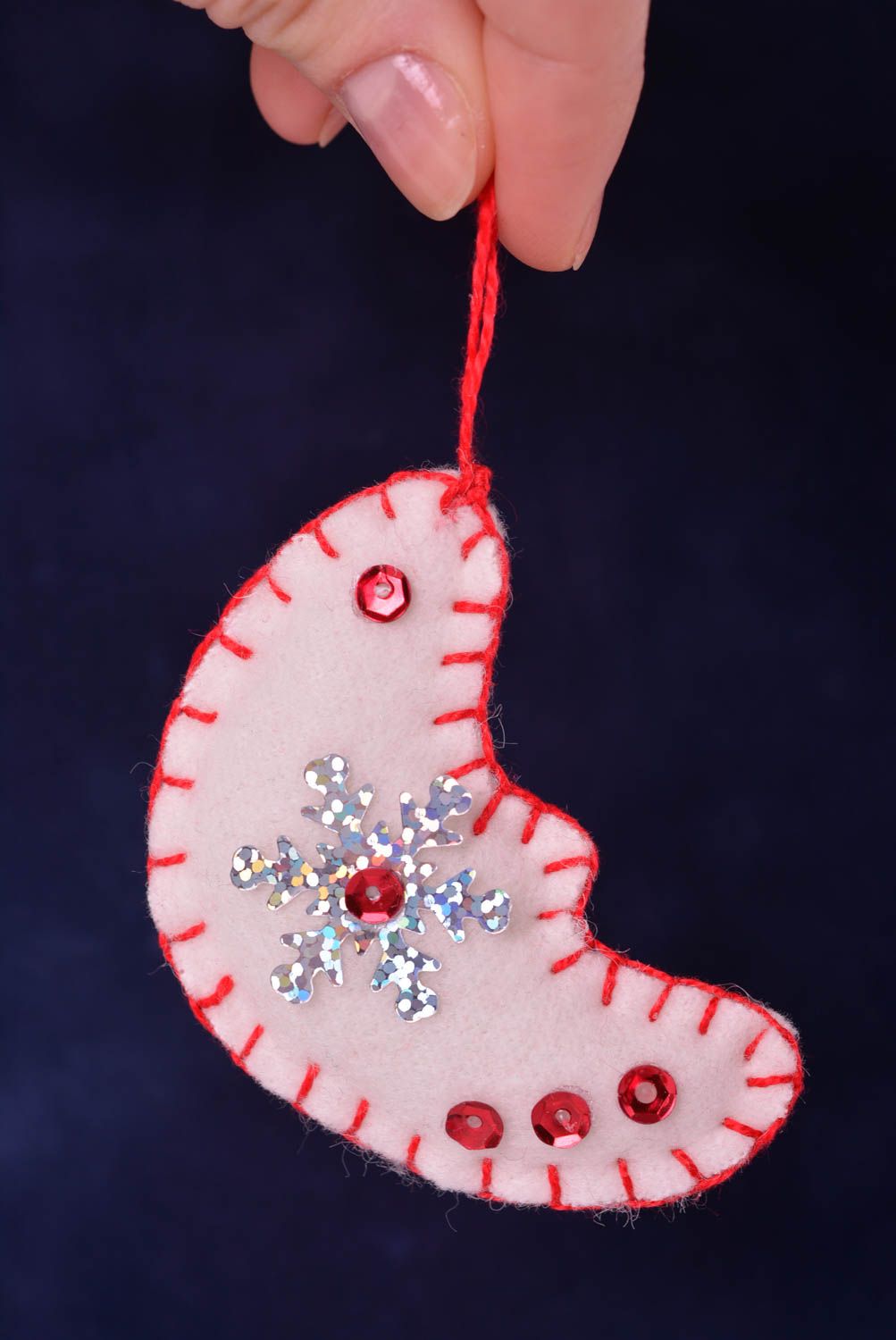Jouet Noël fait main Suspension décorative croissant de Lune feutre Déco maison photo 2