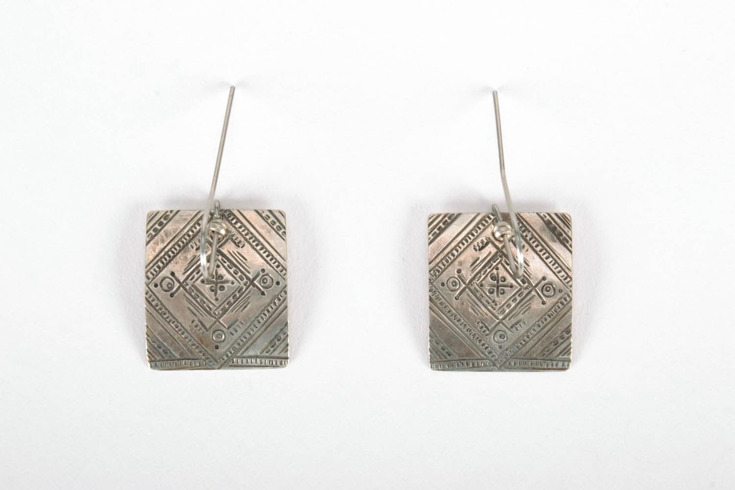 Square melchior earrings with ornament photo 5