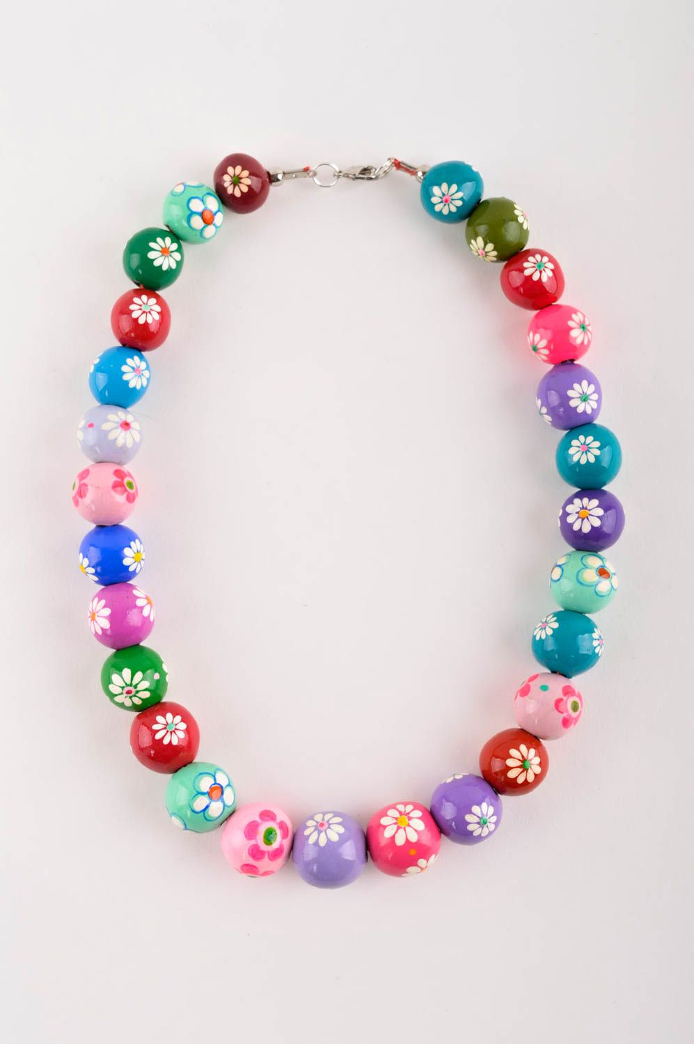 Collier multicolore Bijou fait main perles en argile design floral Cadeau femme photo 2