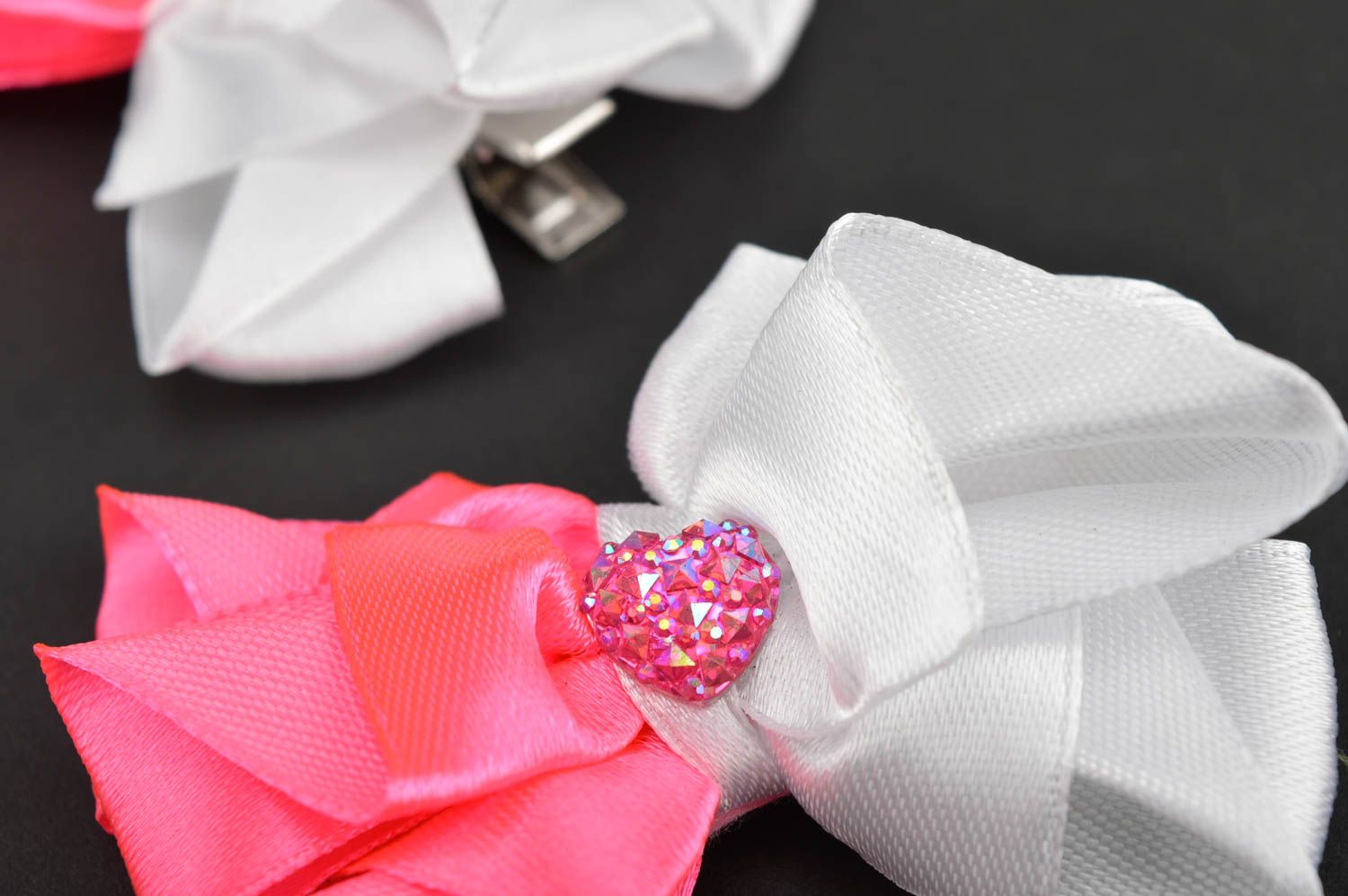 Beautiful handmade hair bow textile bow hair clip 2 pieces accessories for girls photo 5