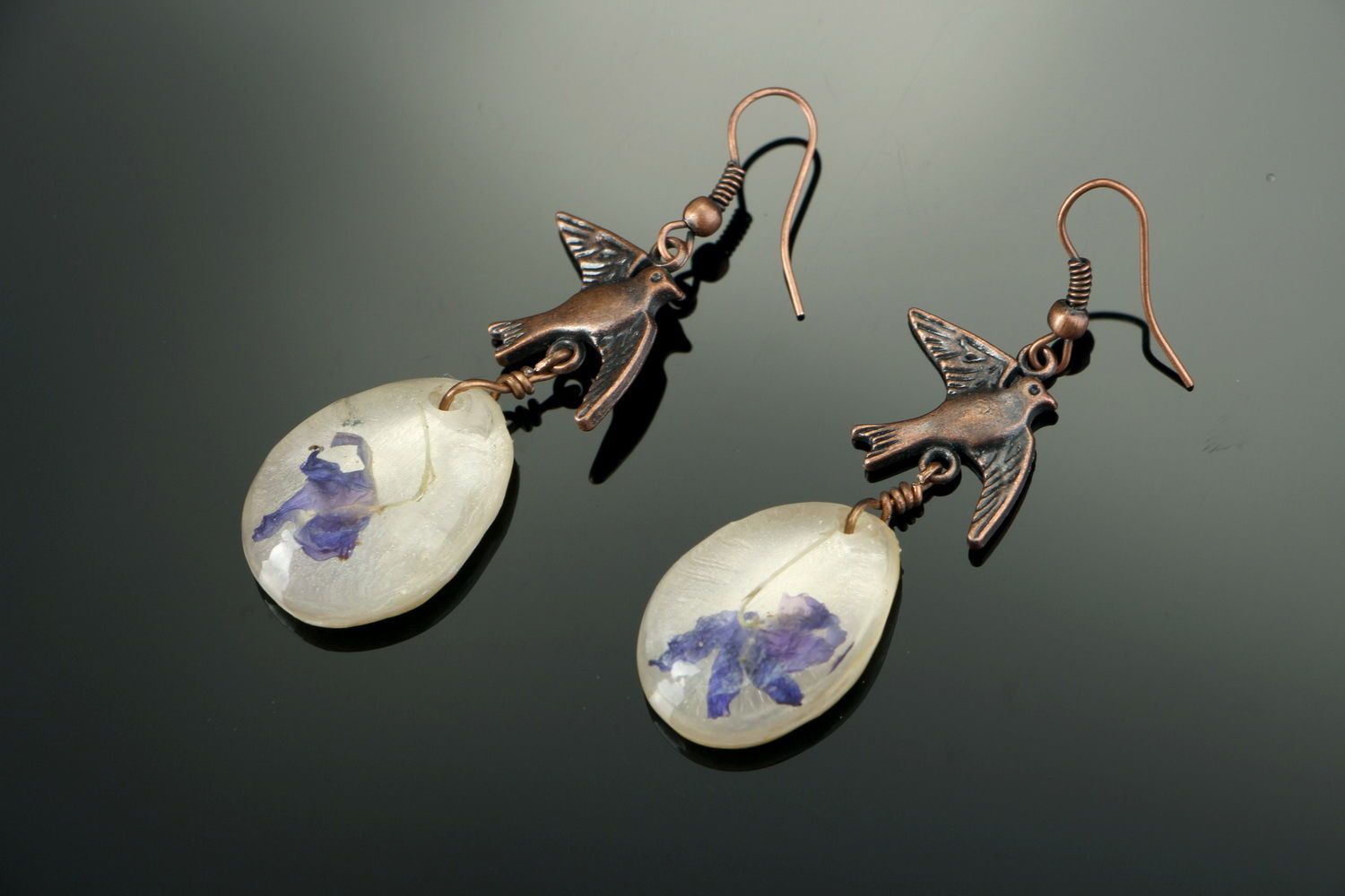 Earrings made of the real flowers photo 1