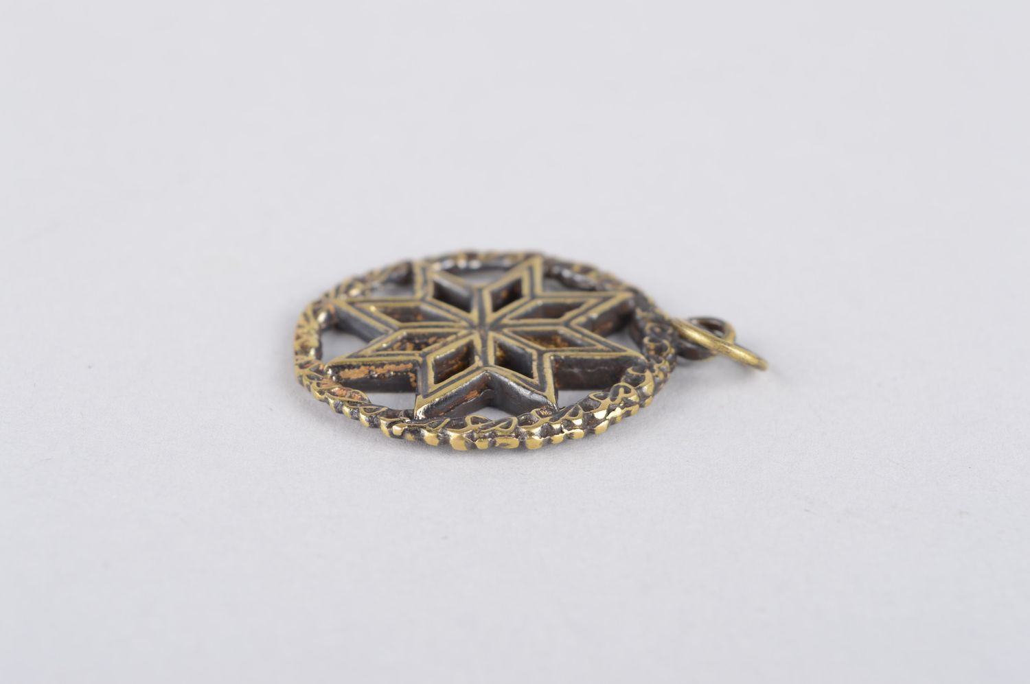Bronze pendant handmade bronze jewelry metal pendant on cord elegant jewelry photo 4