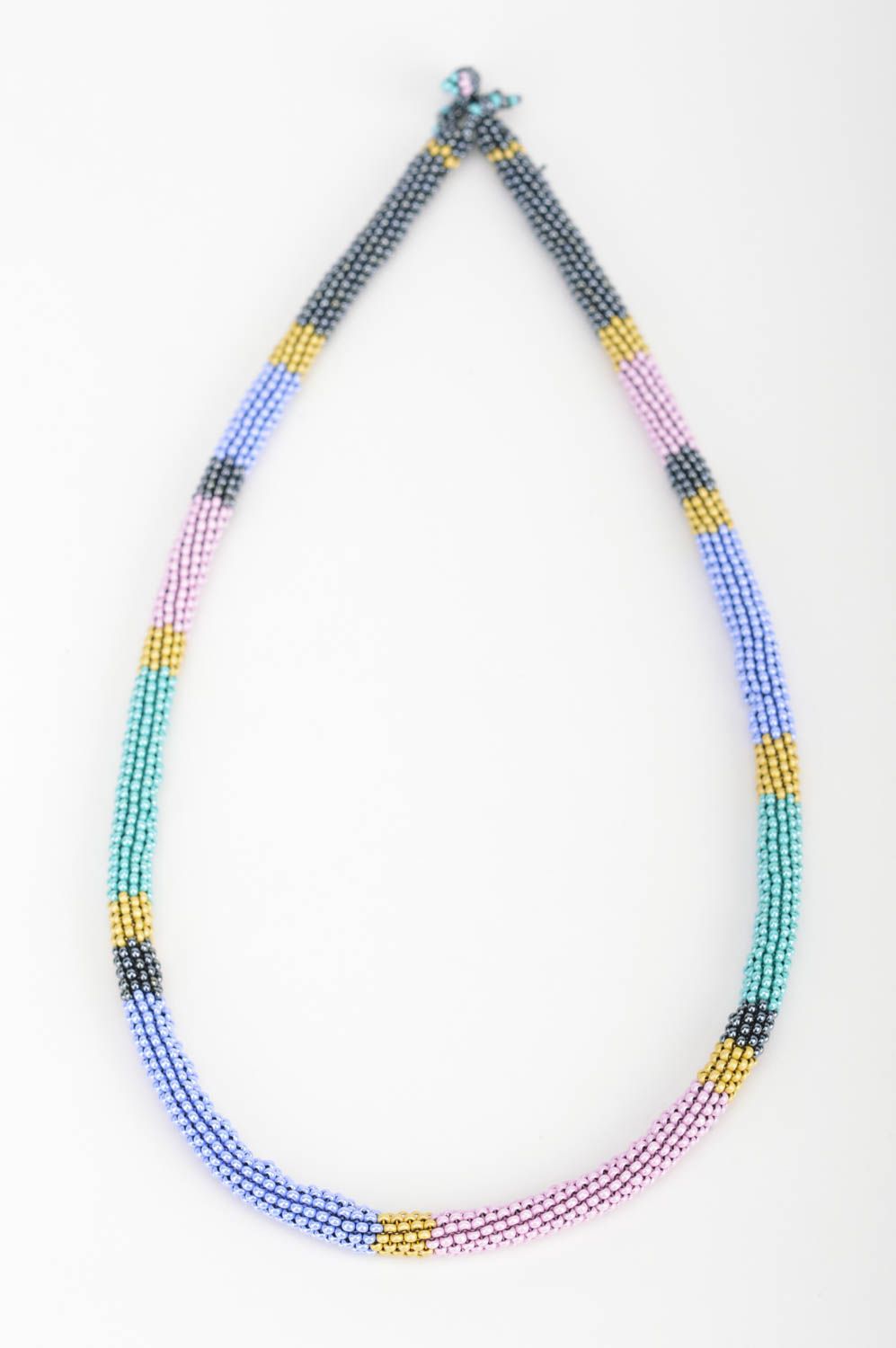 Beautiful colorful handmade designer beaded cord necklace with Czech beads photo 3