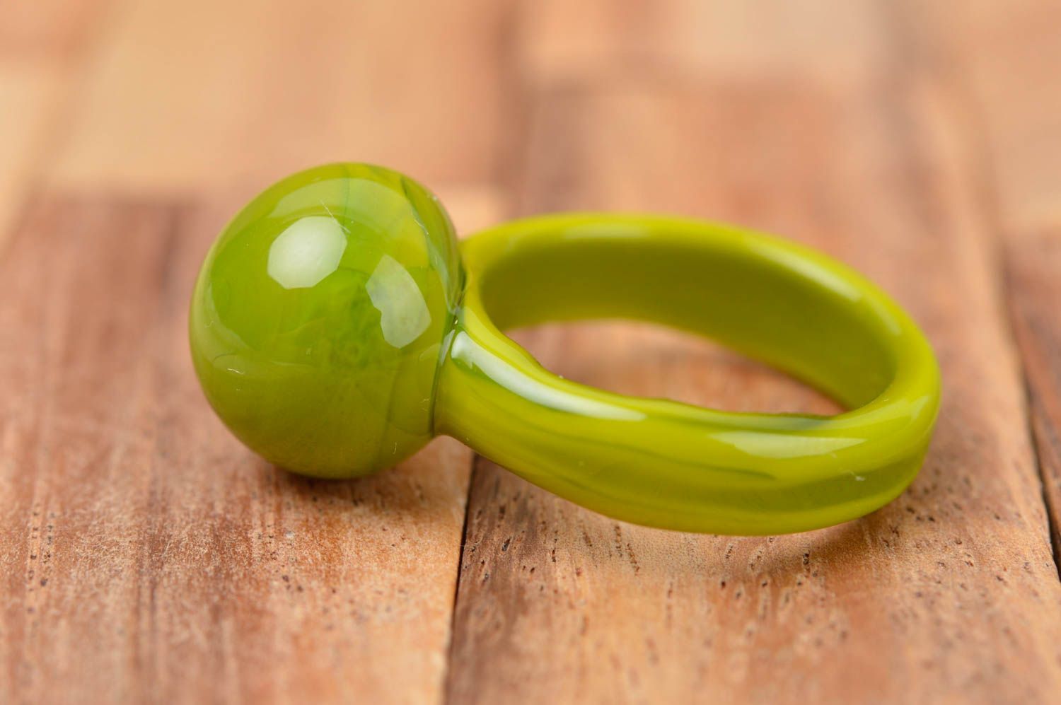 Handmade Ring aus Glas Damen Schmuck Accessoire für Frauen Glas Schmuck grün foto 2