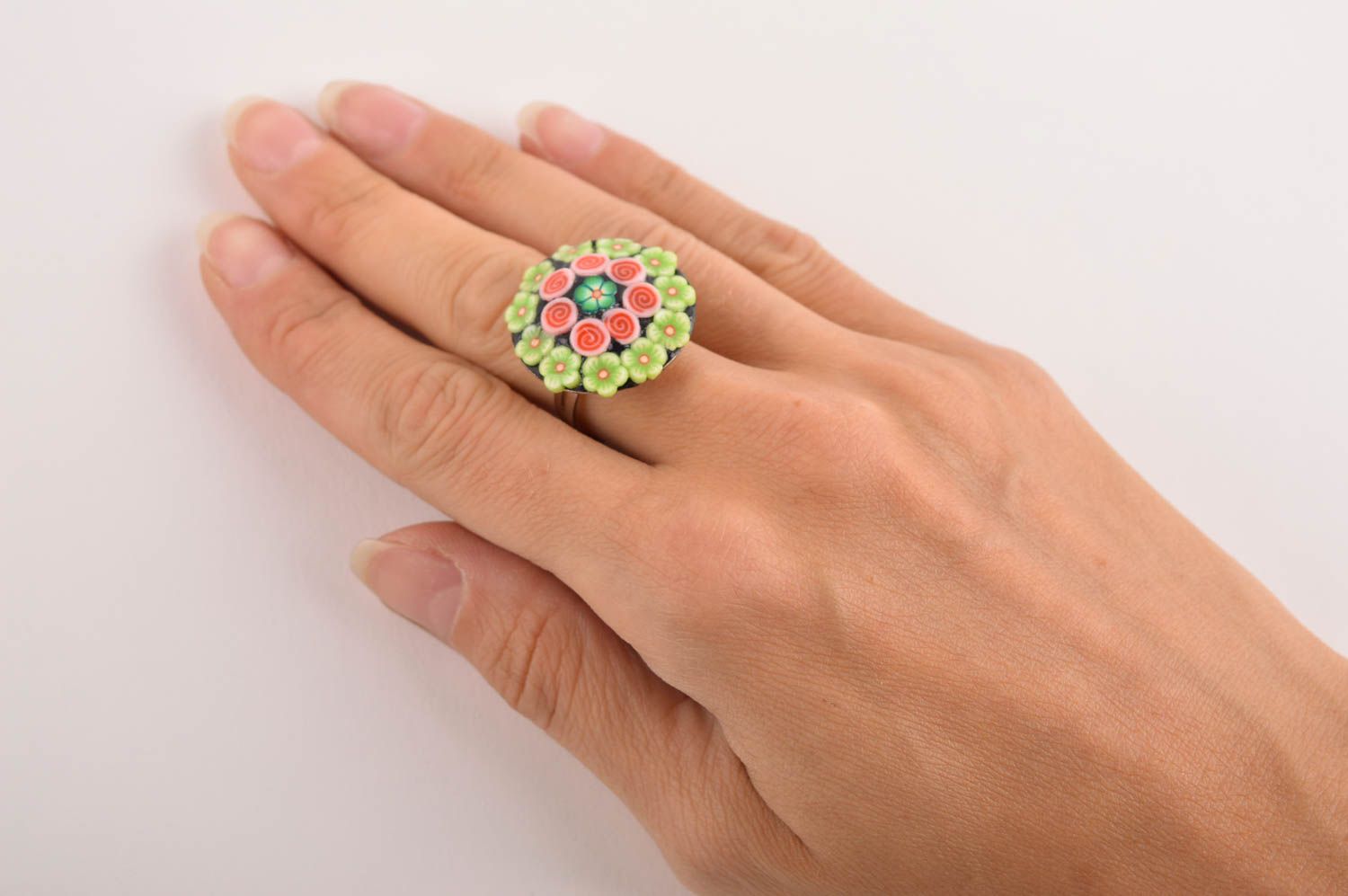 Handmade clay ring designer clay accessory unusual gift for women clay jewelry photo 5