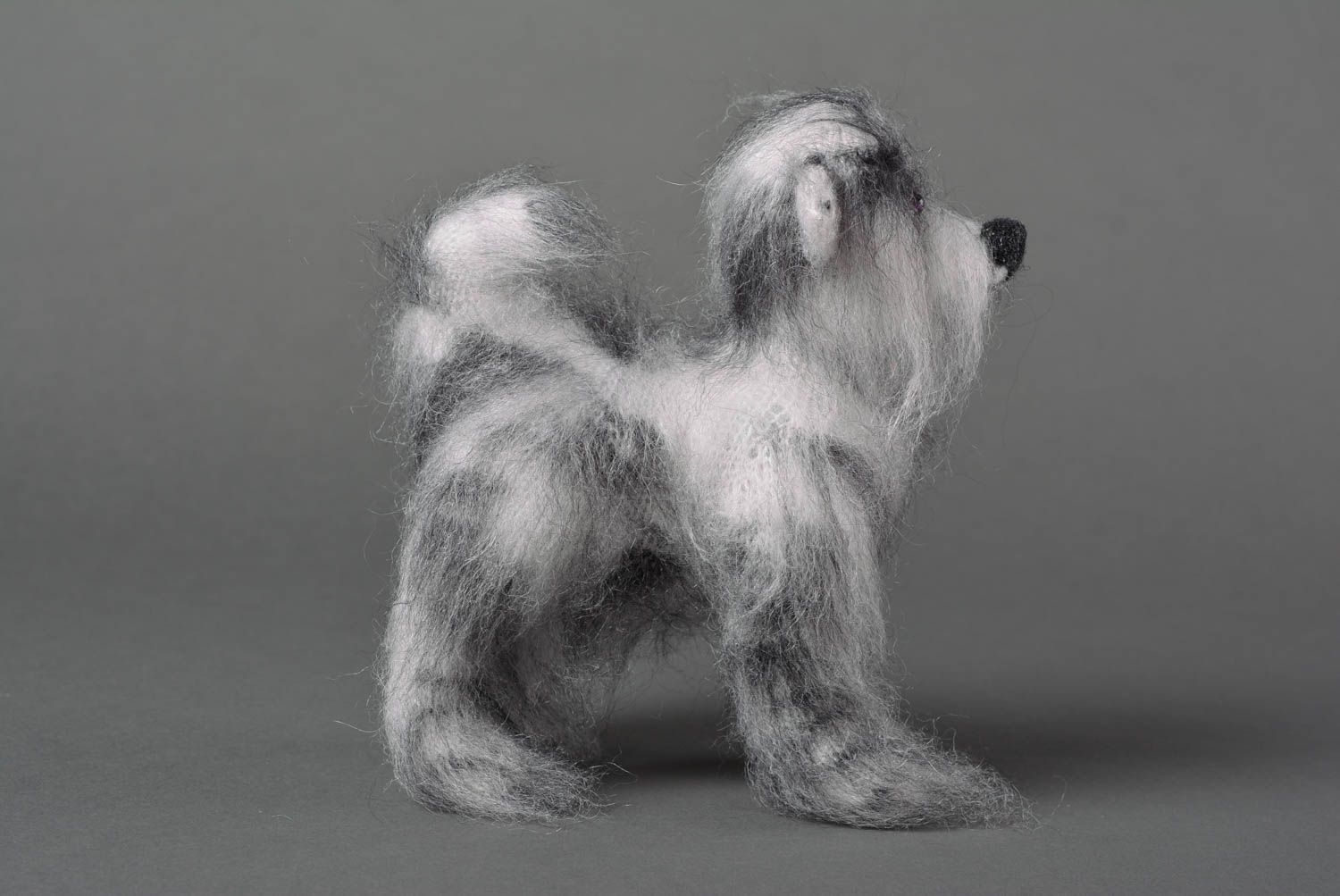 Doudou chien fait main Jouet tricot en laine Décoration chambre cadeau photo 3