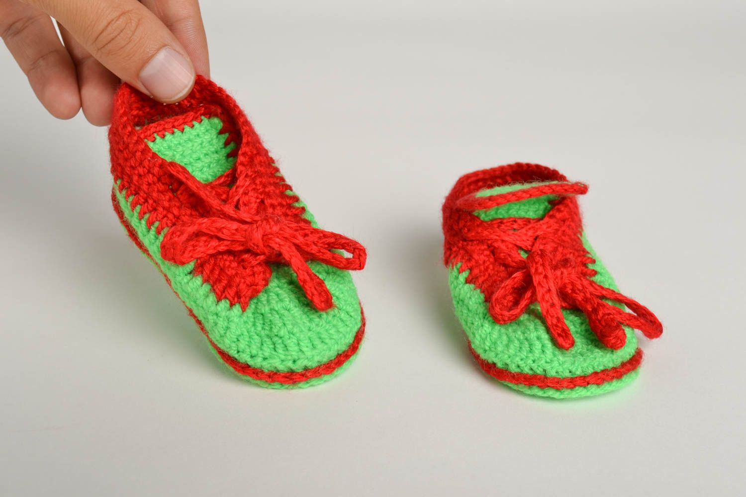 Warme Babyschuhe handgefertigte Schuhe Geschenke für Kleinkinder rot grün foto 5
