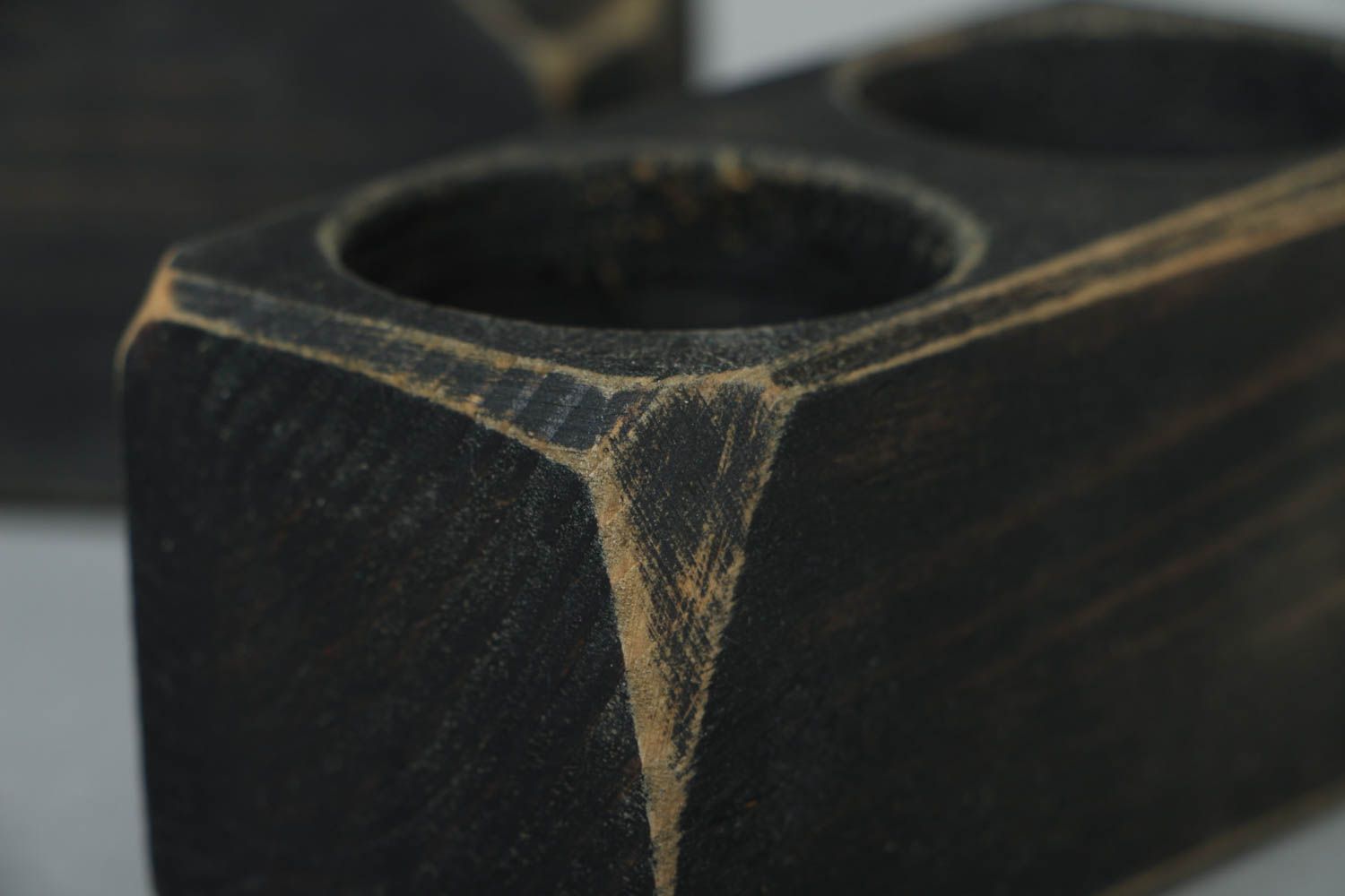 Holz Kerzenhalter Set in Schwarz foto 2