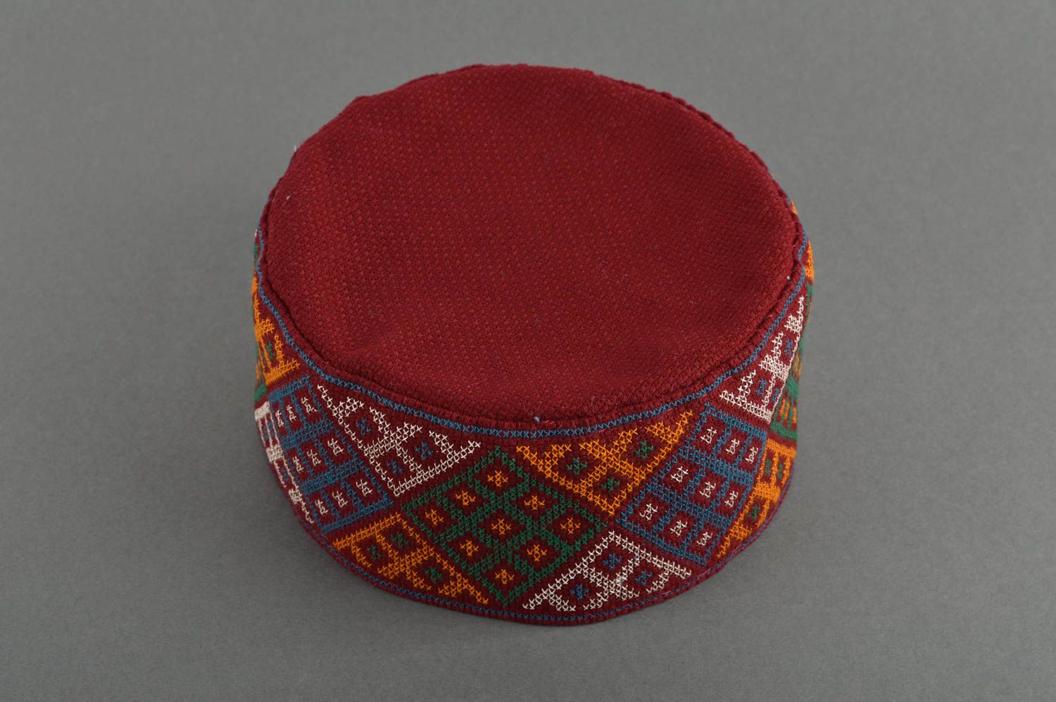 Chapeau ethnique fait main Calotte Cadeau homme coton soie décoratif beau photo 1