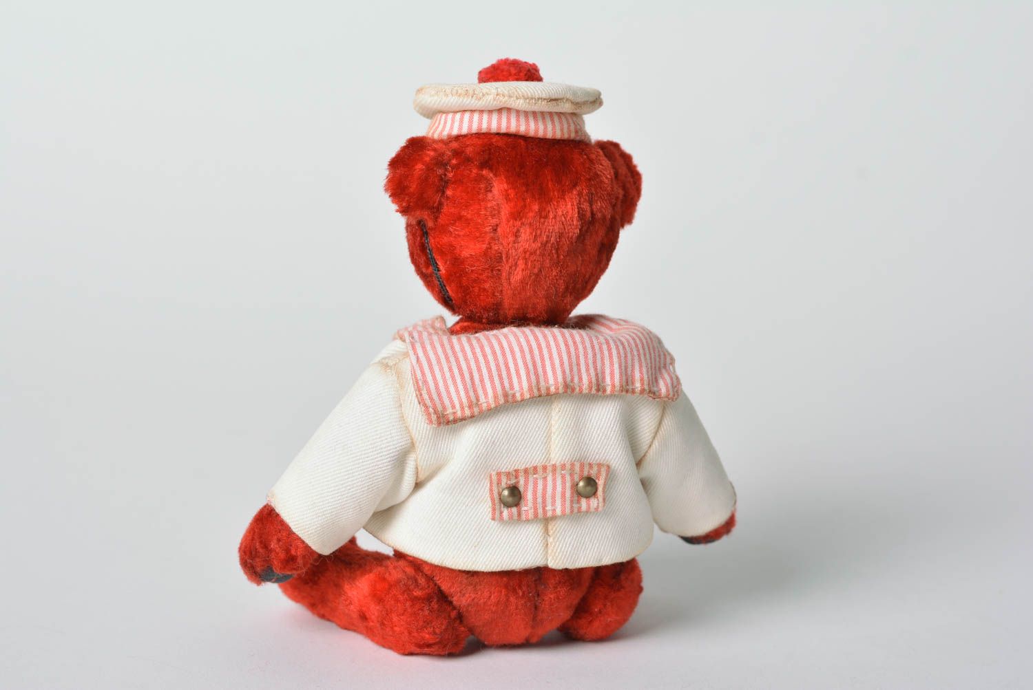 Игрушка ручной работы плюшевый мишка красный симпатичный интересный подарок фото 4