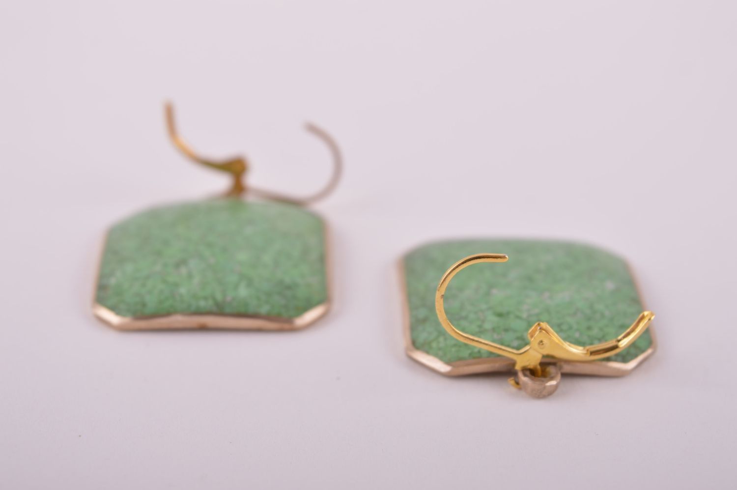Украшение из латуни handmade серьги из натуральных камней модные серьги зеленые фото 5