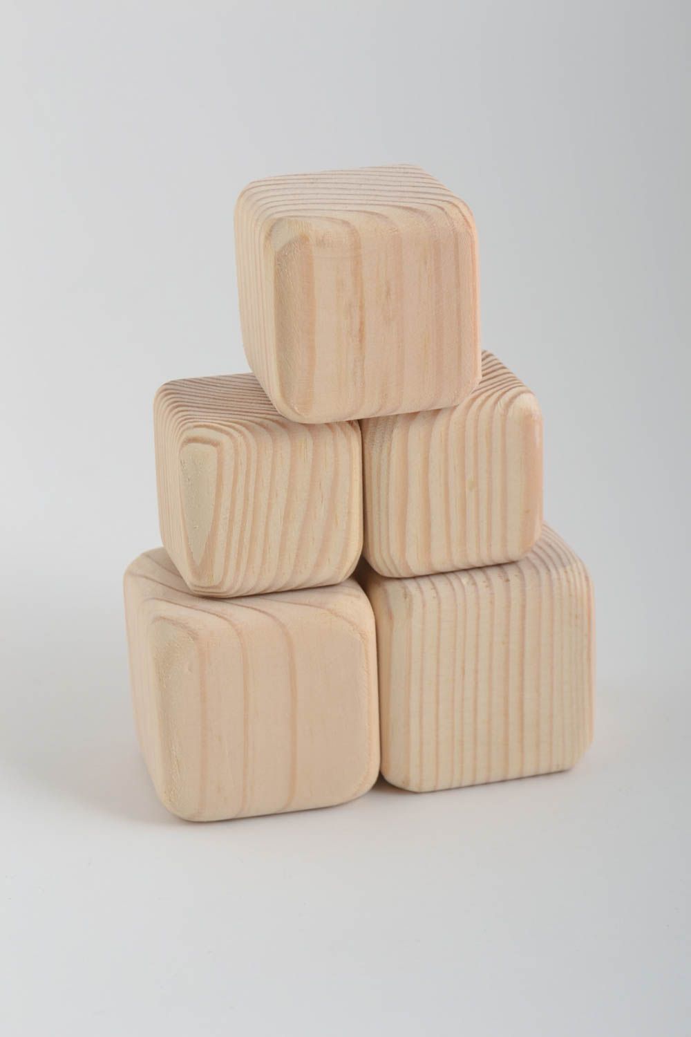 Petits Cubes en bois faits main à peindre Jouet pour bébé ensemble de 5 pièces photo 3
