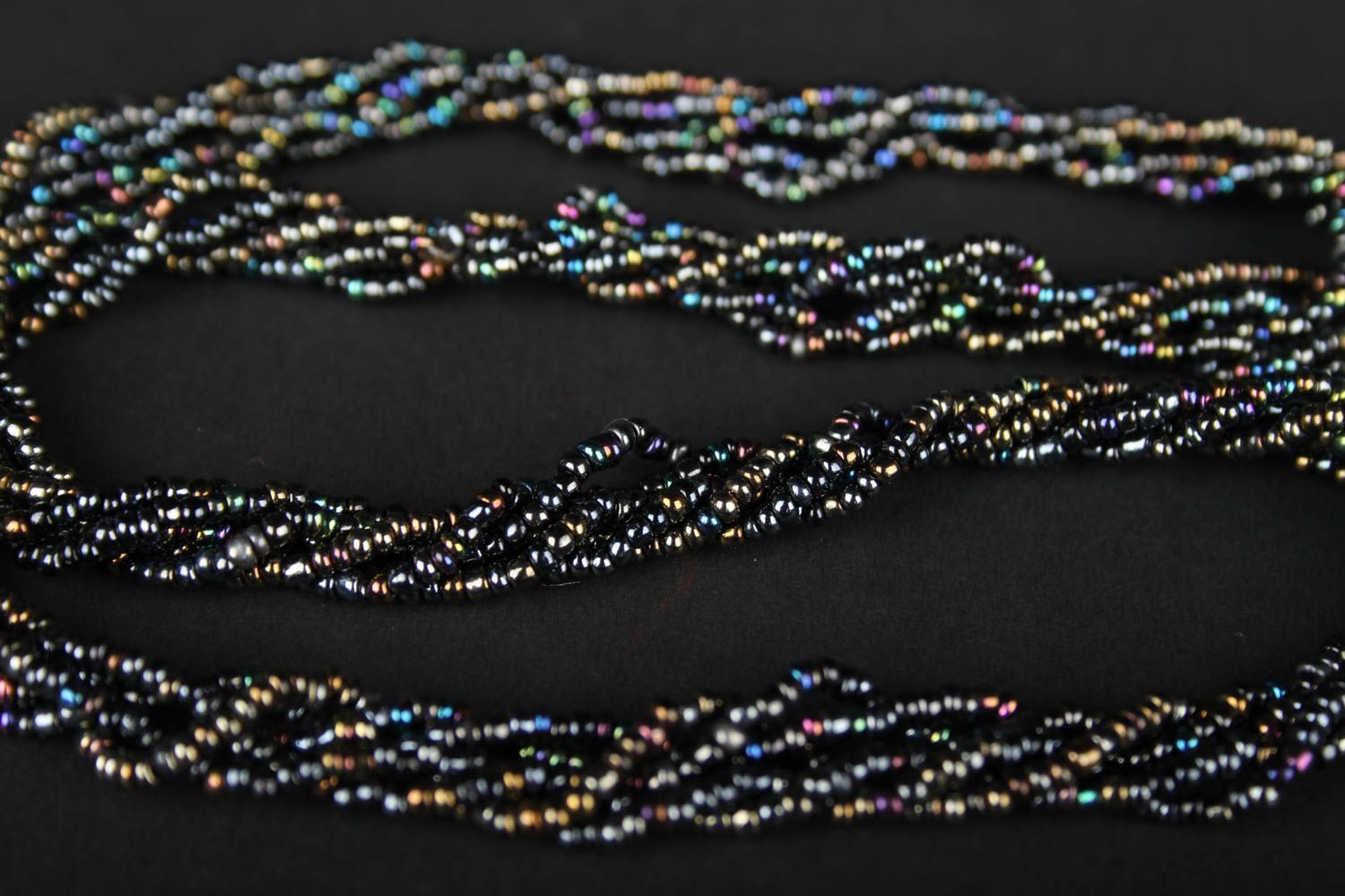 Collier noir Bijou fait main en perles de rocaille design stylé Cadeau femme photo 5