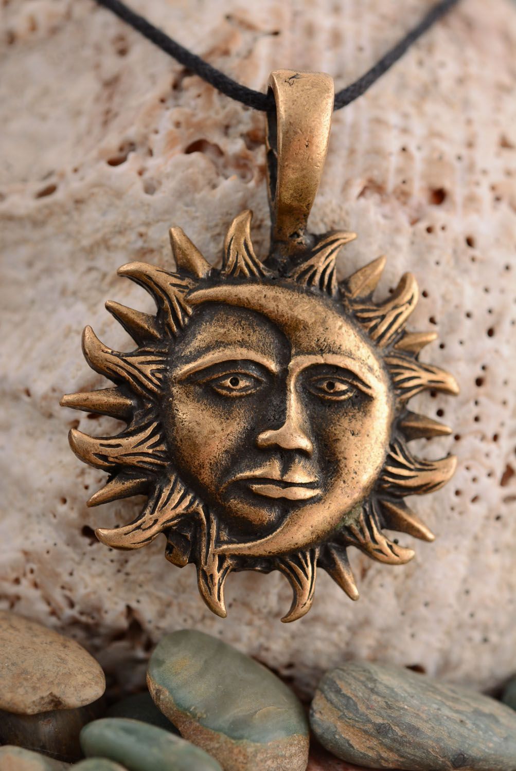 Bronze pendant Moon and Sun photo 1