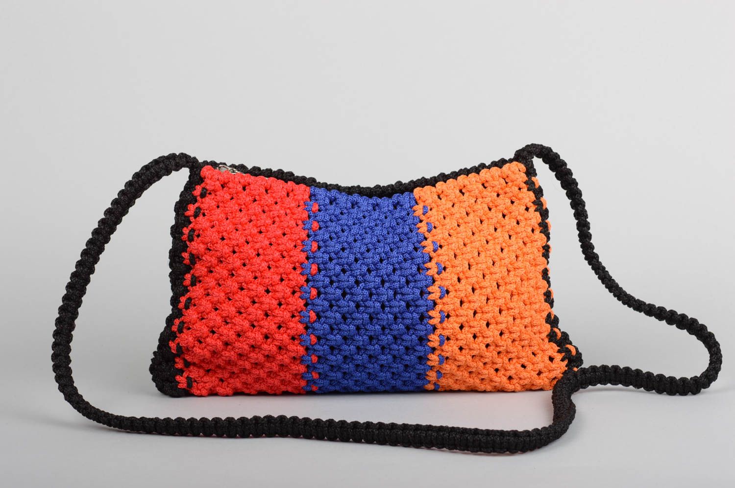 Unusual handmade woven bag textile shoulder bag macrame handbag gifts for her photo 1